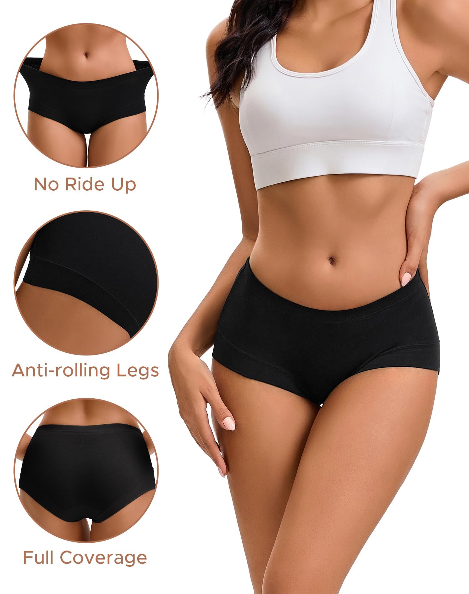 INNERSY Women's Boyshorts Underwear Cotton Soft Boxer Briefs 4-Pack