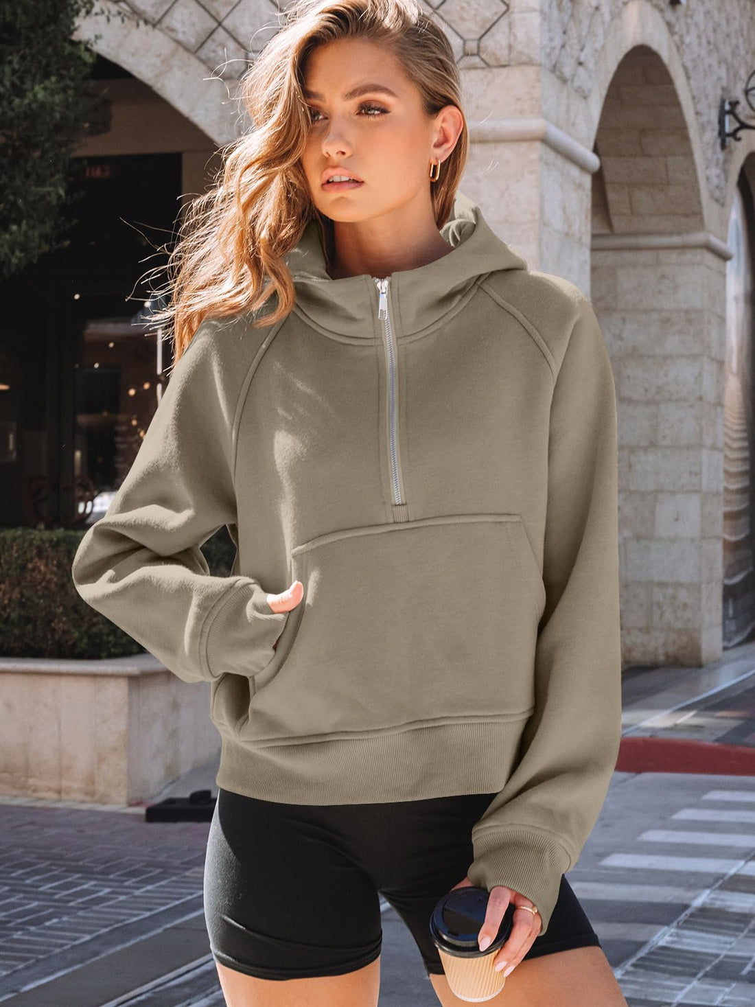 AUTOMET Womens Hoodies Half Zip Up Casual Comfort Fall Clothes 2026 | Fleece lined, hooded, jackets with pockets, travel airport Outfits, y2k sweatshirts, cute loung wear, winter sweaters