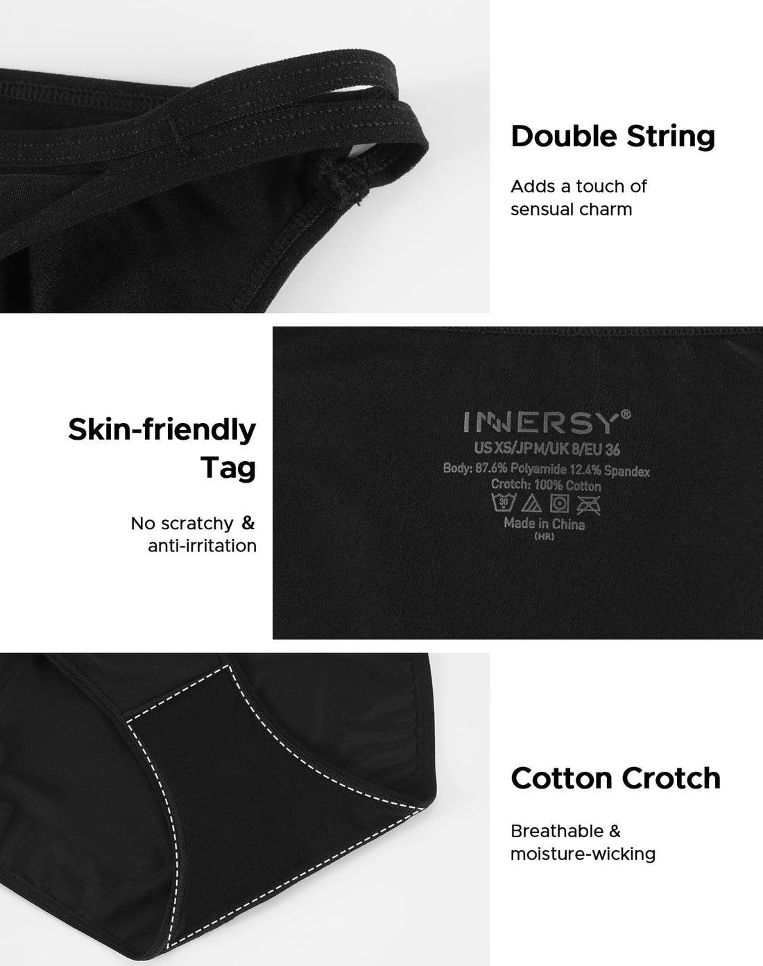 INNERSY Women's String Bikini Panties Cheeky Underwear 6-Pack