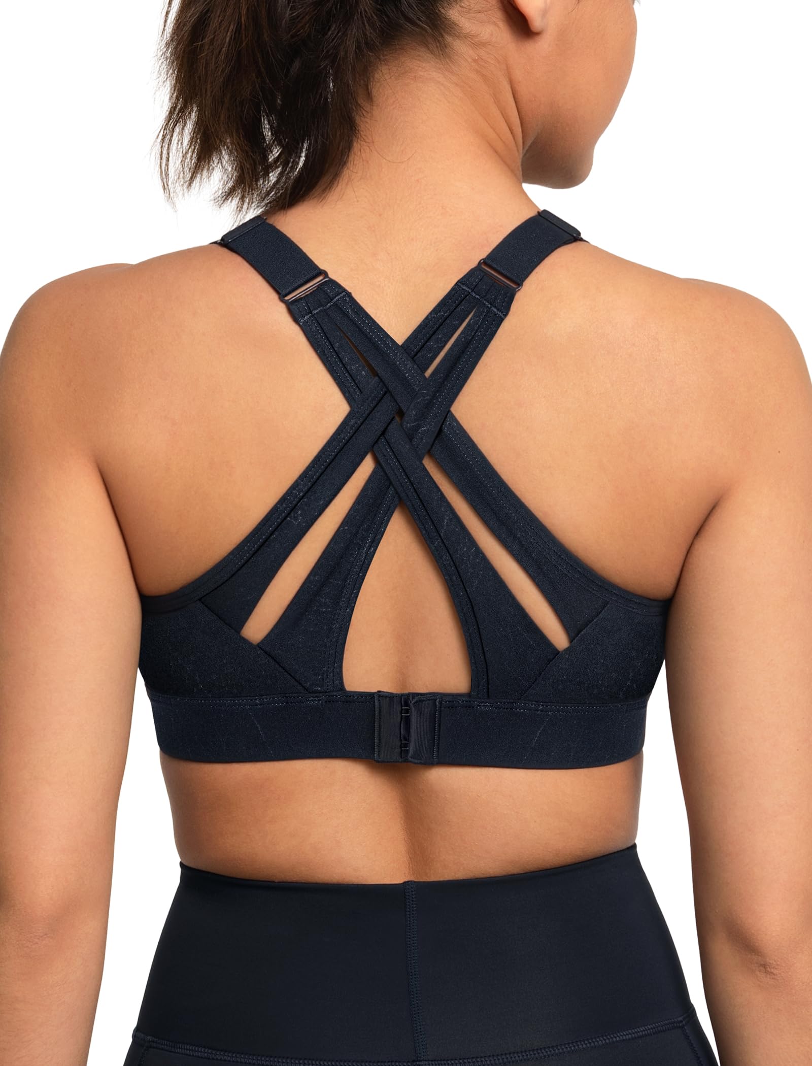 Yvette Criss Cross Adjustable High Impact Running Bra | Pickleball Tennis, Big Bust Plus Size, Adjustable Strap, Wireless Sewn in Pads, No Bounce, Full Coverage, Moisture-Wicking