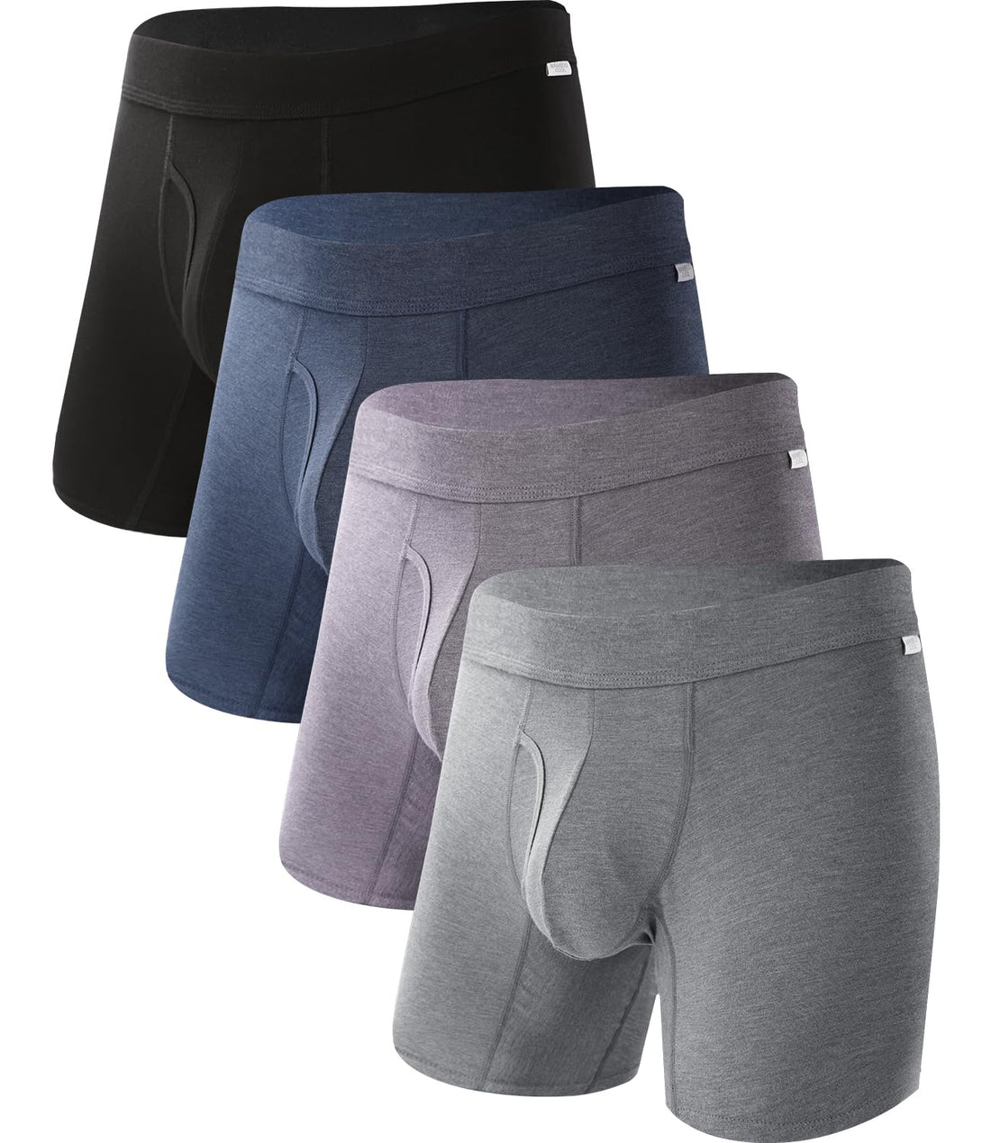 BAMBOO COOL Men's Ultra ComfortSoft Underwear, Moisture Wicking & Breathable No Ride Up Boxer Briefs with Fly, Multipack