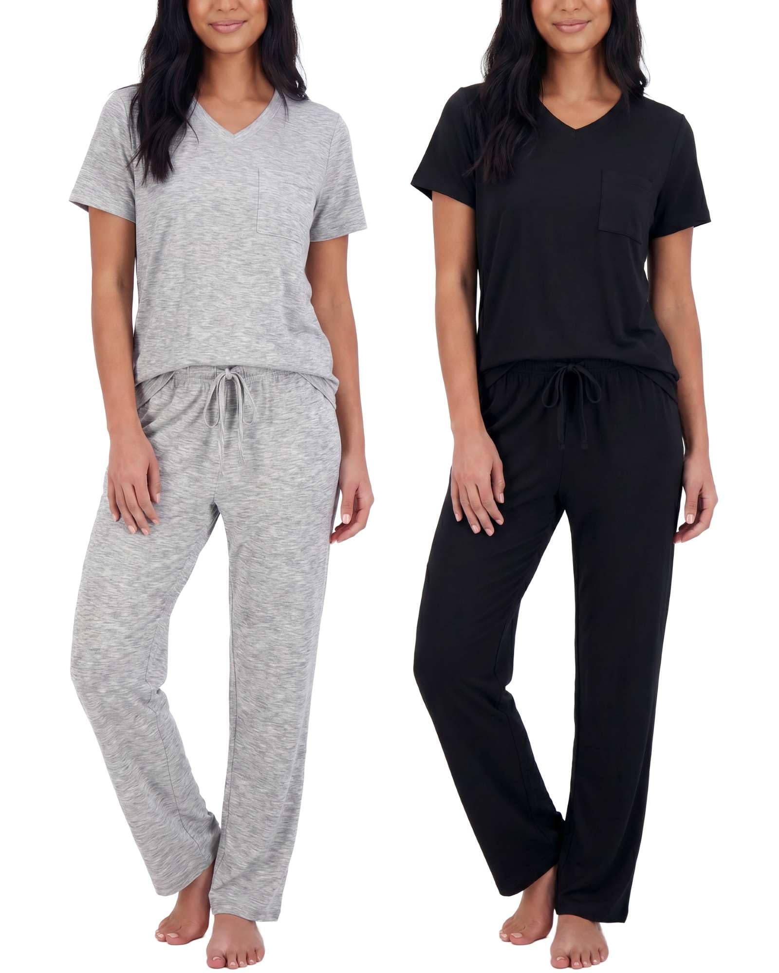 2 Pack Women's Pajama Sets Short Sleeve Sleepwear Comfy Cute Loungewear PJ