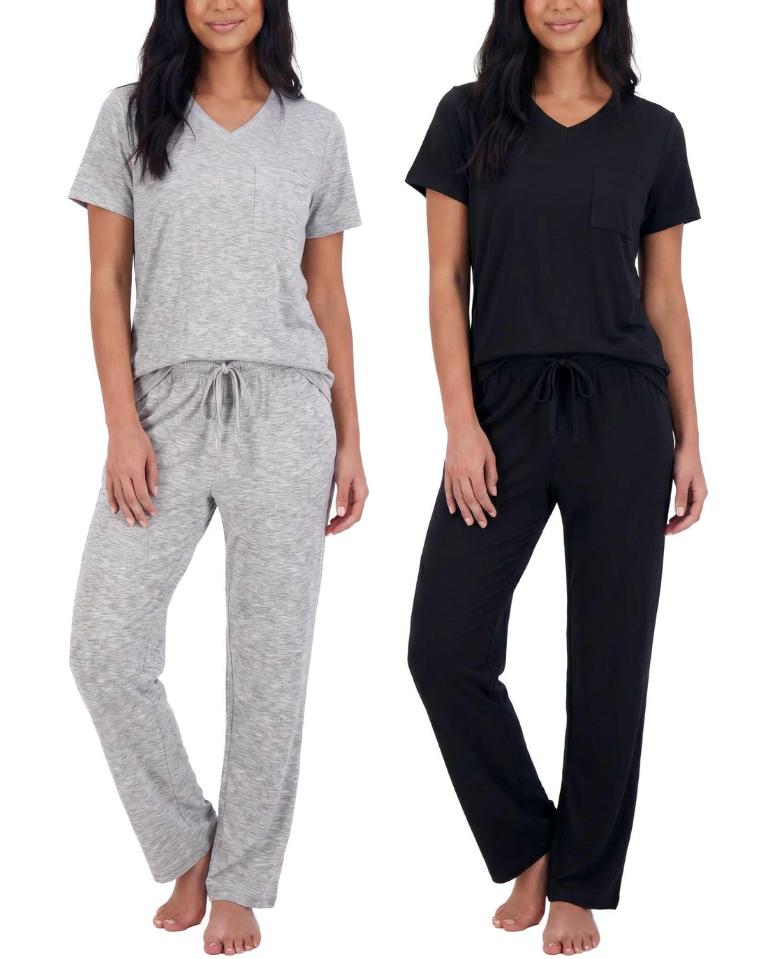 2 Pack Women's Pajama Sets Short Sleeve Sleepwear Comfy Cute Loungewear PJ