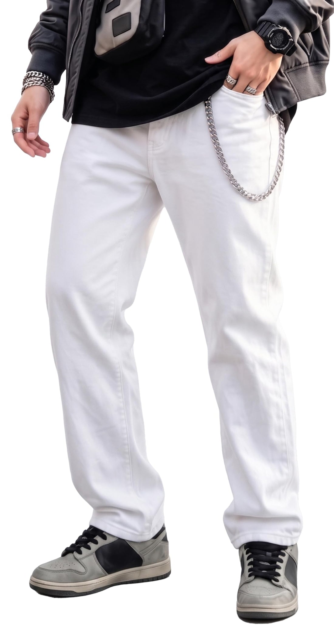 HUNGSON Mens Baggy Jeans for Men Women Y2k Skater Vintage Plain Pants Casual Wide Leg Jeans Loose Fit Denim Jeans