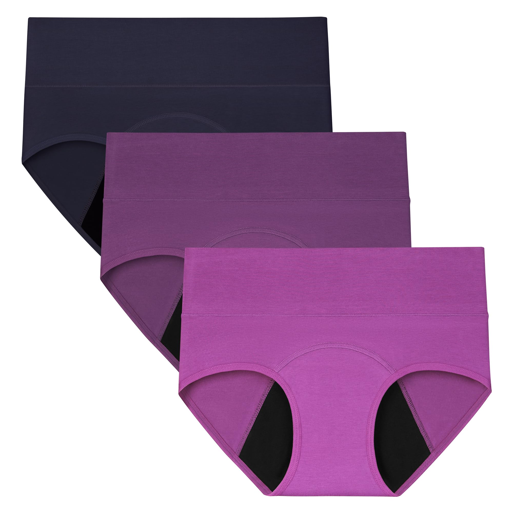 INNERSY Period Underwear for Women High Waisted Leak-Proof Postpartum Menstrual Panties 3-Pack