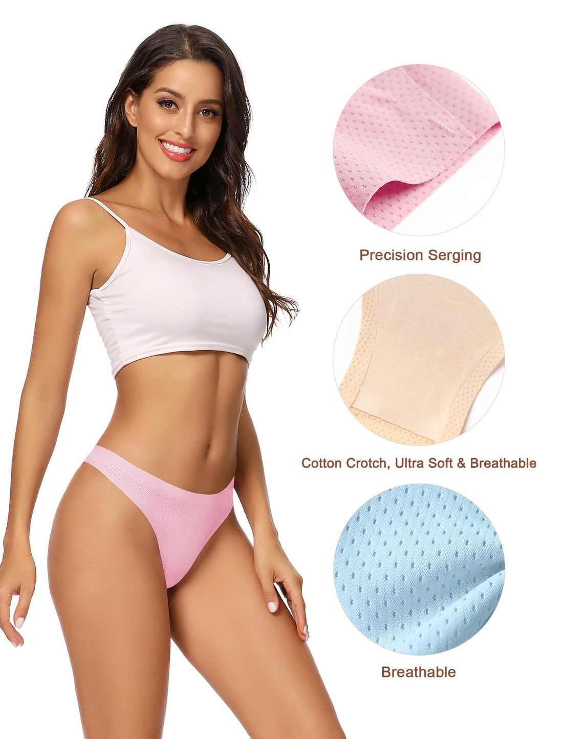 voenxe Women Bikini Underwear,Seamless Breathable Ladies No Show Panties | 5 Pack Invisible Comfortable Briefs,No Seam Soft Woman Mesh Workout Undies,Elastic Comfy Stretch Gym Hipster Panty, Multipack