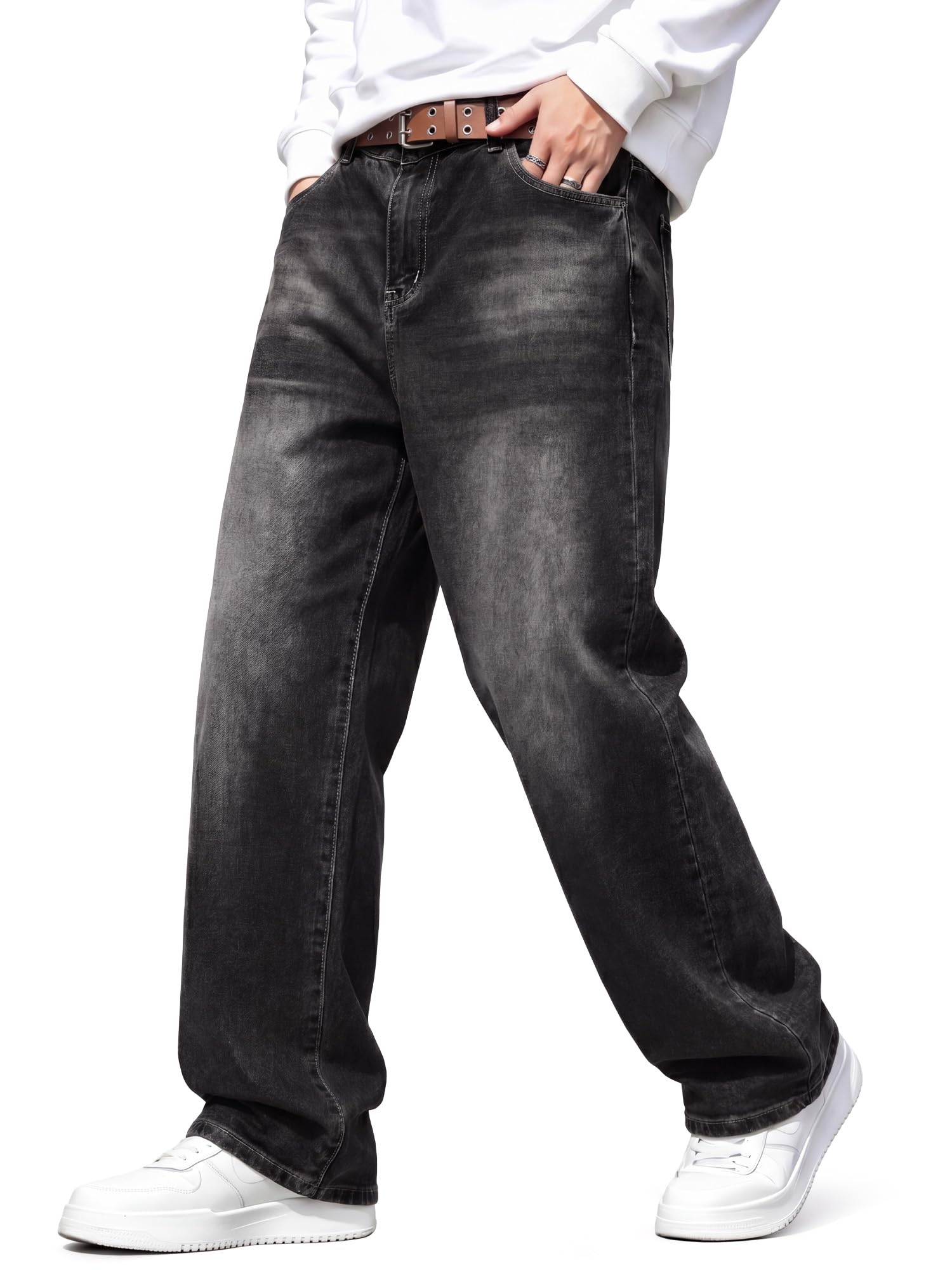 JMIERR Men's Tapered Baggy Jeans - Loose Fit Wide Leg Denim Pants | Vintage Relaxed Loose Fit, Stretch, Wide Leg, Skater Streetwear, 5 Pockets, Casual Carpenter Jean, Hip Hop,Loose Fit,Outfit