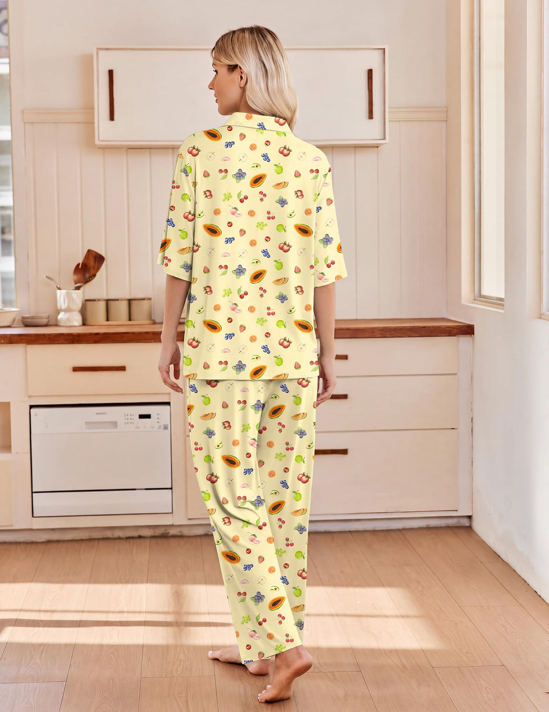 Ekouaer Pajamas for Women Set Button Up Short Sleeve Pjs with Long Pants