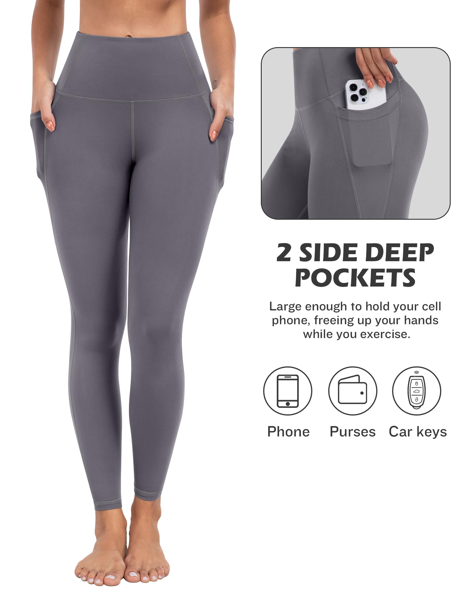 ATHVOTAR Leggings with Pockets for Women, 7 Packs High Waisted Workout Tummy Control Yoga Pants