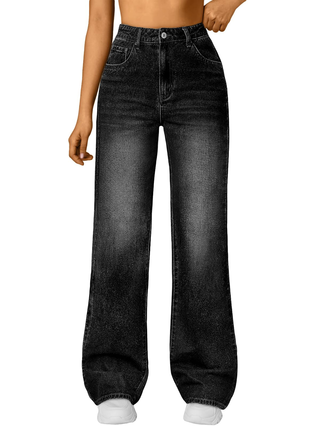 Trendy Queen Women High Waisted Straight Wide Leg Jeans Stretch Baggy Pants | High Rise Denim, Relaxed Fit Trousers, Retro Y2K Aesthetic, Streetwear Style, Long Straight Leg Pants