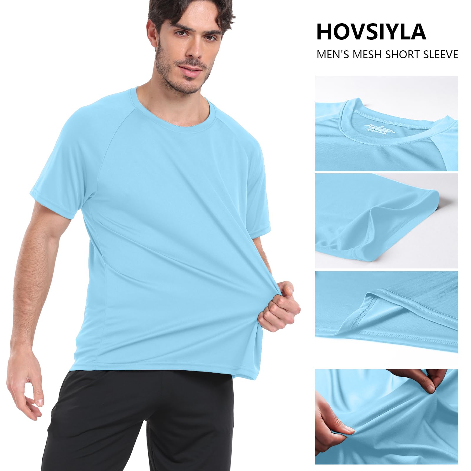 HovSiyla 1/5 Pack Running Shirts Men Sport Tops Dry Fit Gym Wicking Athletic T Shirts Breathable Cool Workout Shirts