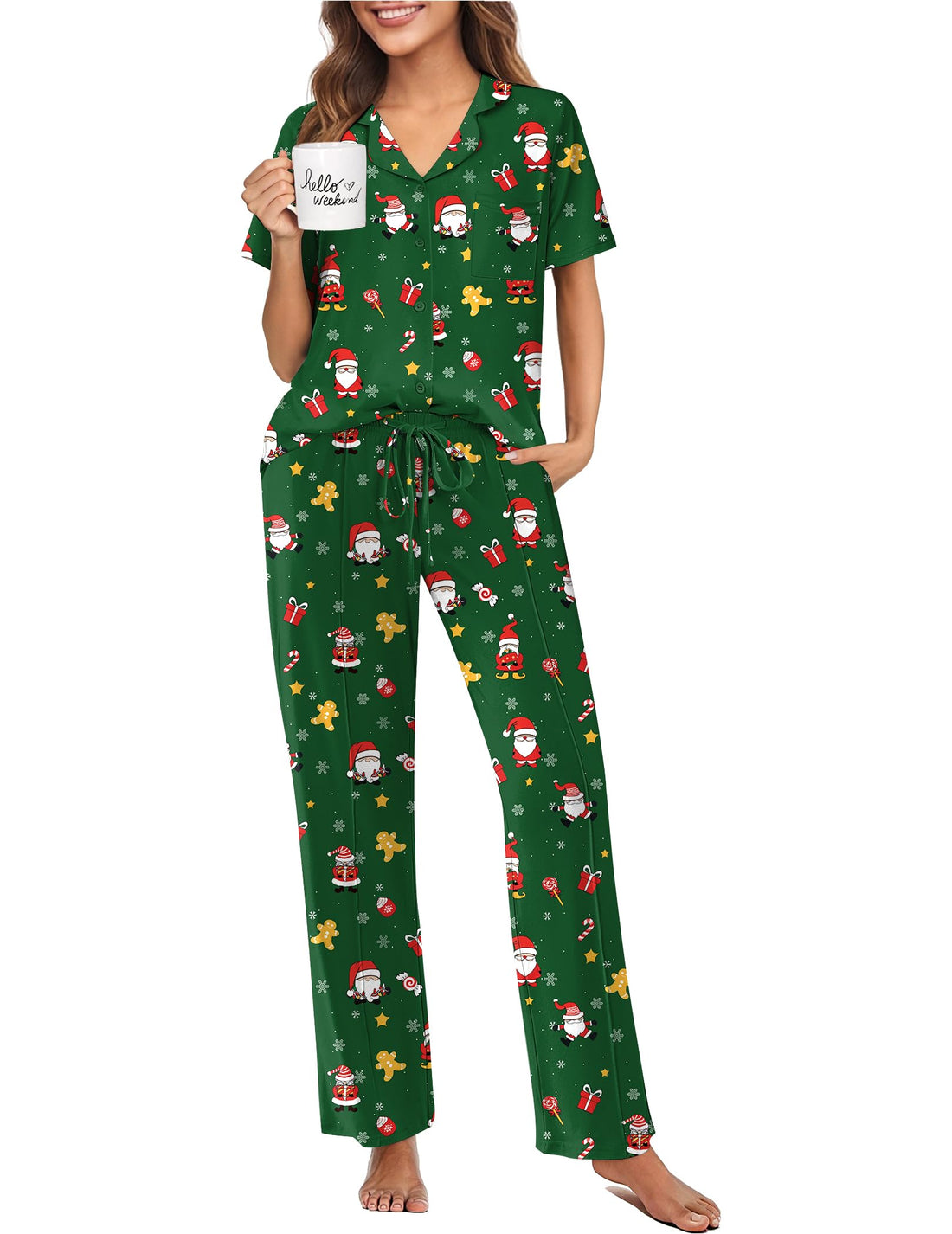 Ekouaer Pajamas for Women Set Button Up Short Sleeve Pjs Sets With Pockets