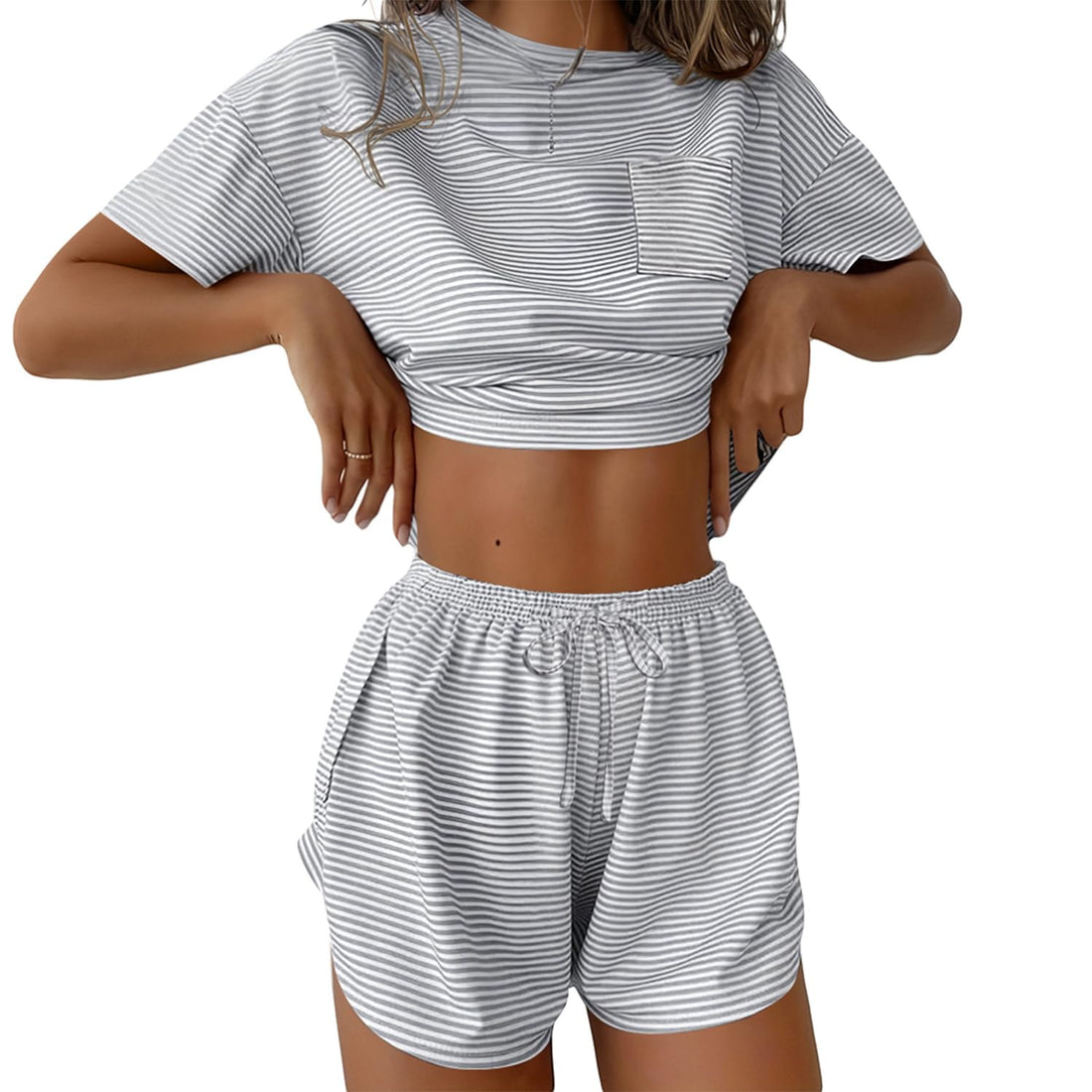 Ekouaer Womens Pajama Sets Sexy Lounge Sets Side Split Short Pj Sets
