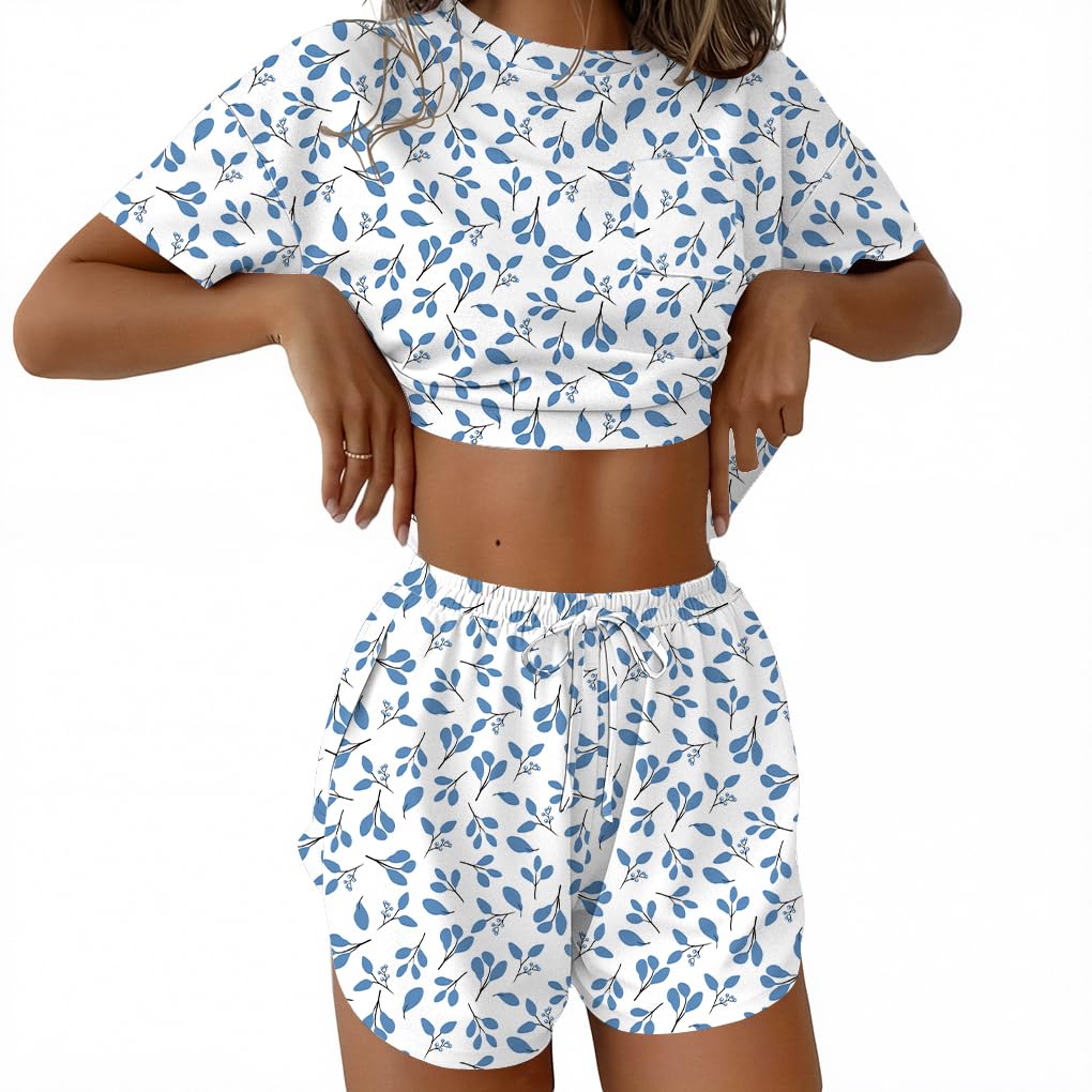 Ekouaer Womens Pajama Sets Sexy Lounge Sets Side Split Short Pj Sets