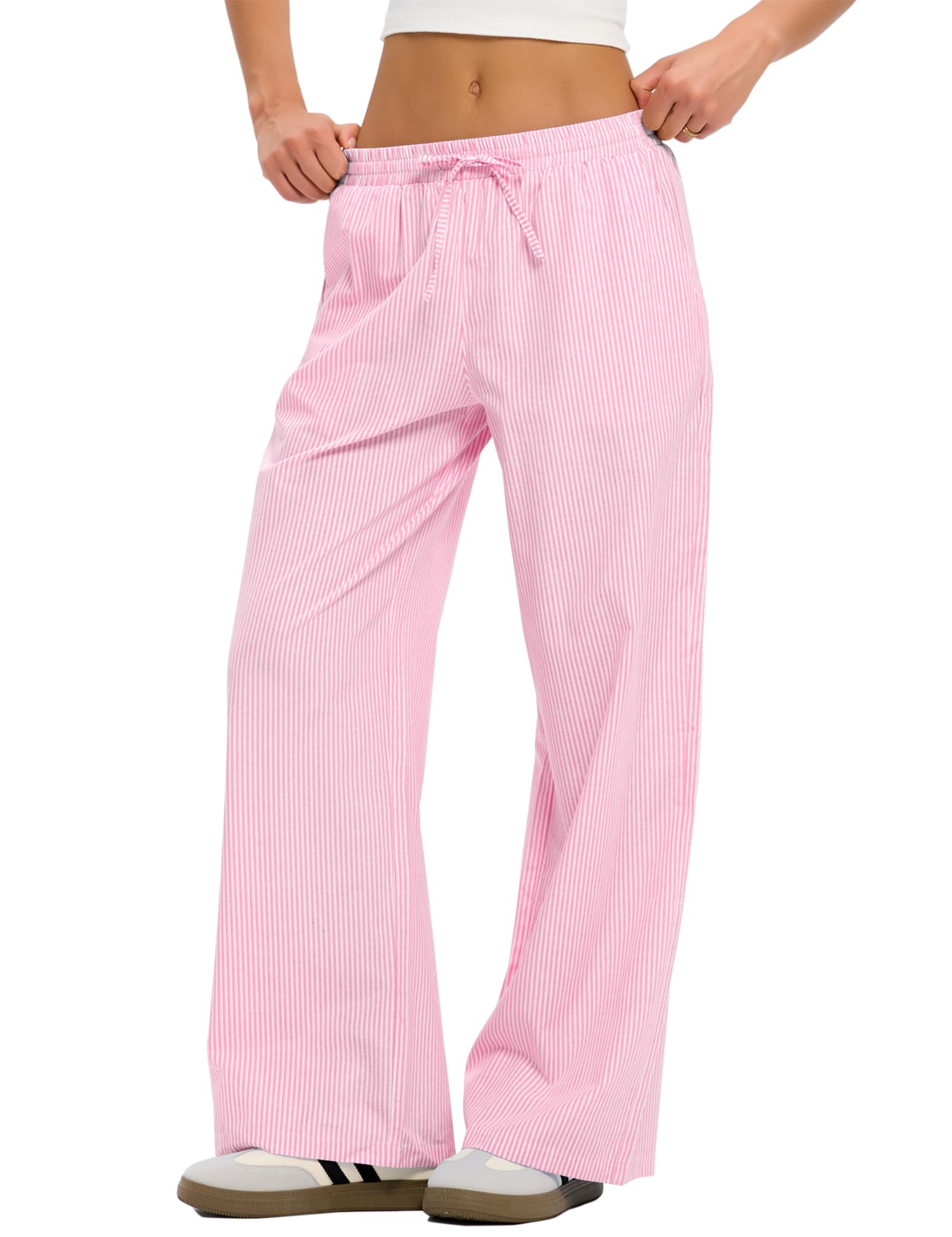 LOMON Striped Gingham Pants Women Summer Fall Pajamas Lounge Boxer Bottoms