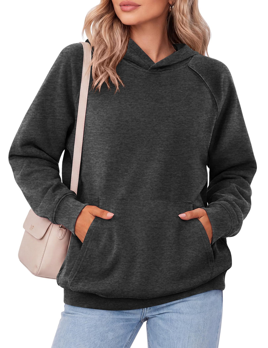 Zeagoo Womens Oversized Hoodies Pullover Fleece Hooded Sweatshirt Trendy | Comfort Hoodie, Womens Fall Clothes, Kangaroo Pocket, Raglan Sleeves, Long Sleeve, Solid Color, Casual, Winter, Midweight