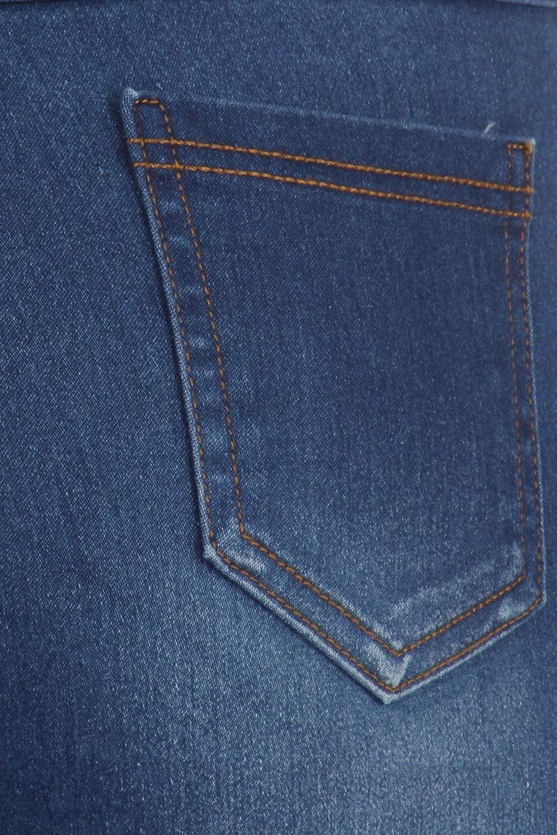 Jvini Women’s Stretch Denim Pull On Jeans with Pockets – Ripped Distressed Elastic Waist Jeggings Skinny Denim Pants