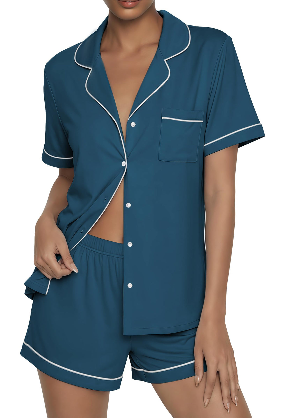 Ekouaer Womens Pajama Sets Button Up Pjs 2 Piece Short Sleeve Sleepwear