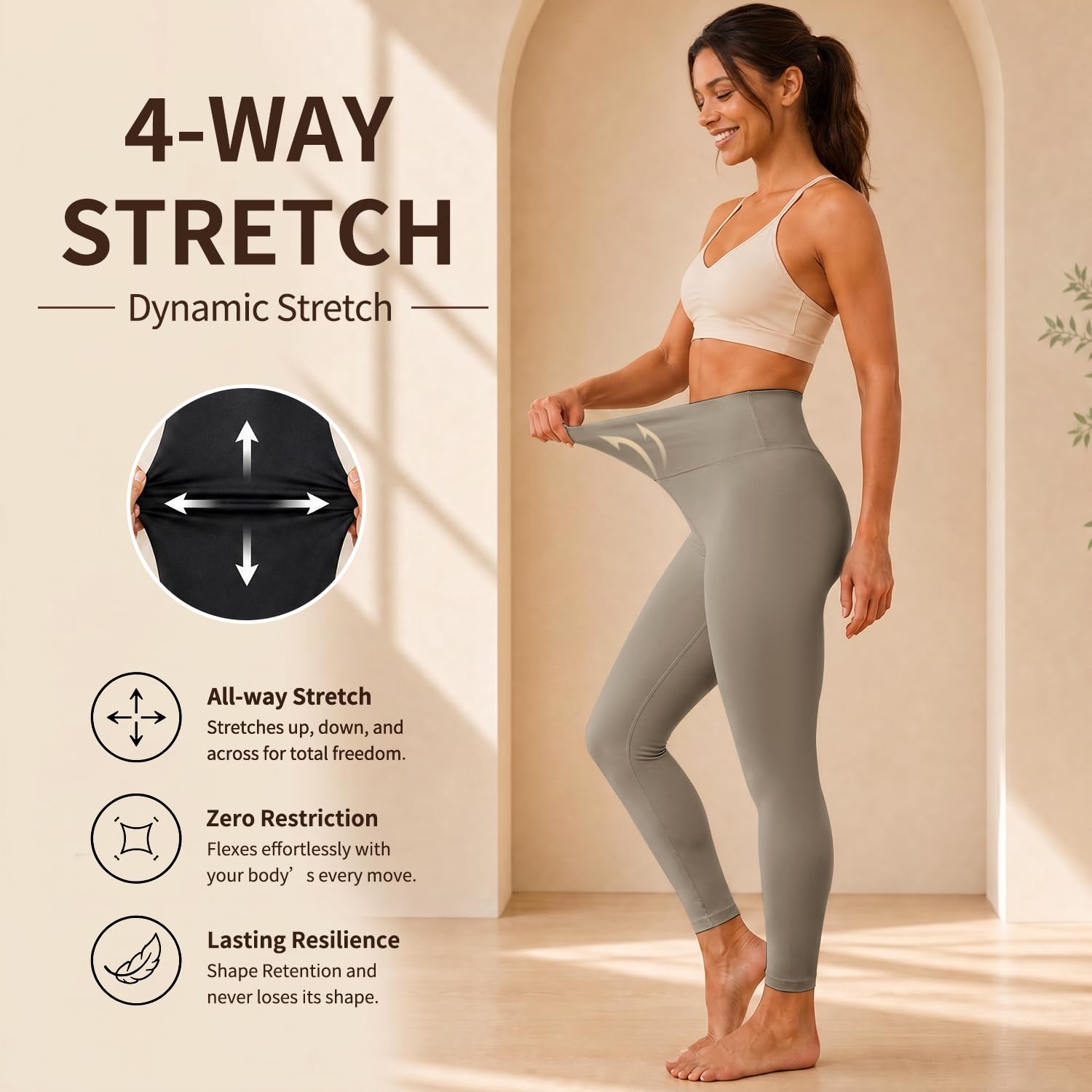 High Waisted Leggings for Women, Tummy Control Yoga Pants Non See Through Buttery Soft for Workout Athletic