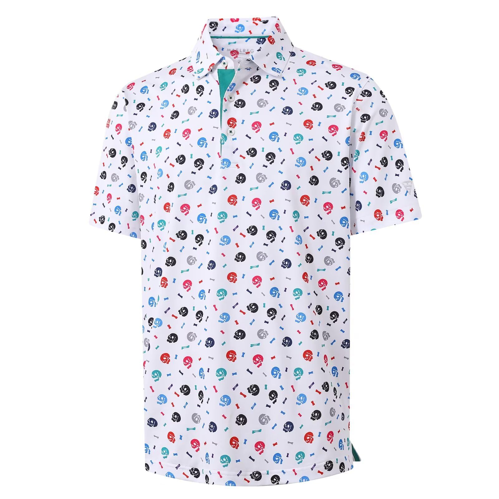 M MAELREG Mens Golf Shirt Short Sleeve Dry Fit Print Moisture Wicking Performance Patterns Collared Polo Shirt