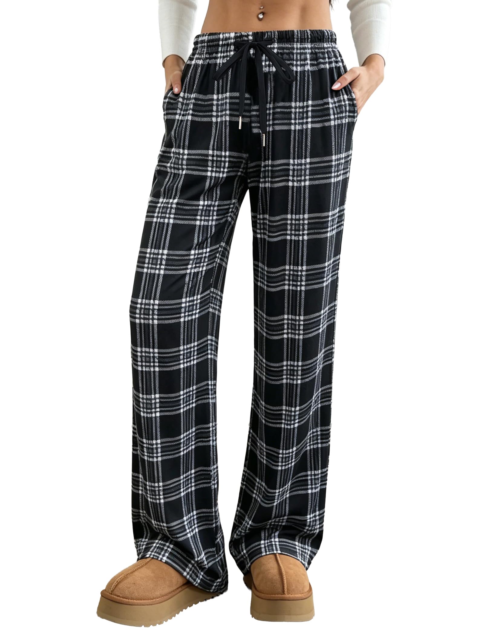 Women's Wide Leg Lounge Pants with Pockets 22/30 Inseam
