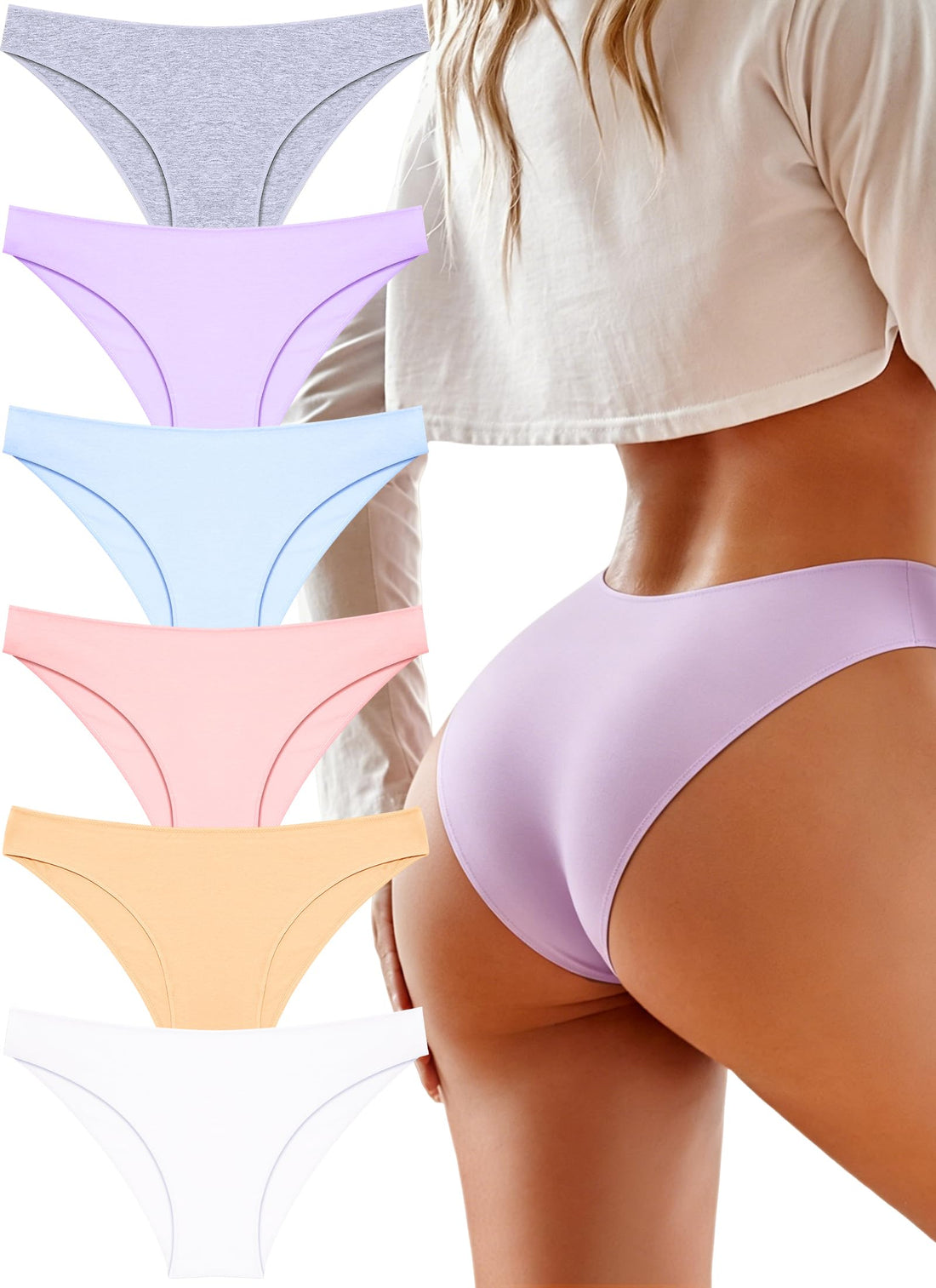 UNDER THE SEA Cotton Underwear for Women 6 Pack Sexy Bikini High Cut Breathable Cheeky Panties Underwear Womens Lingerie