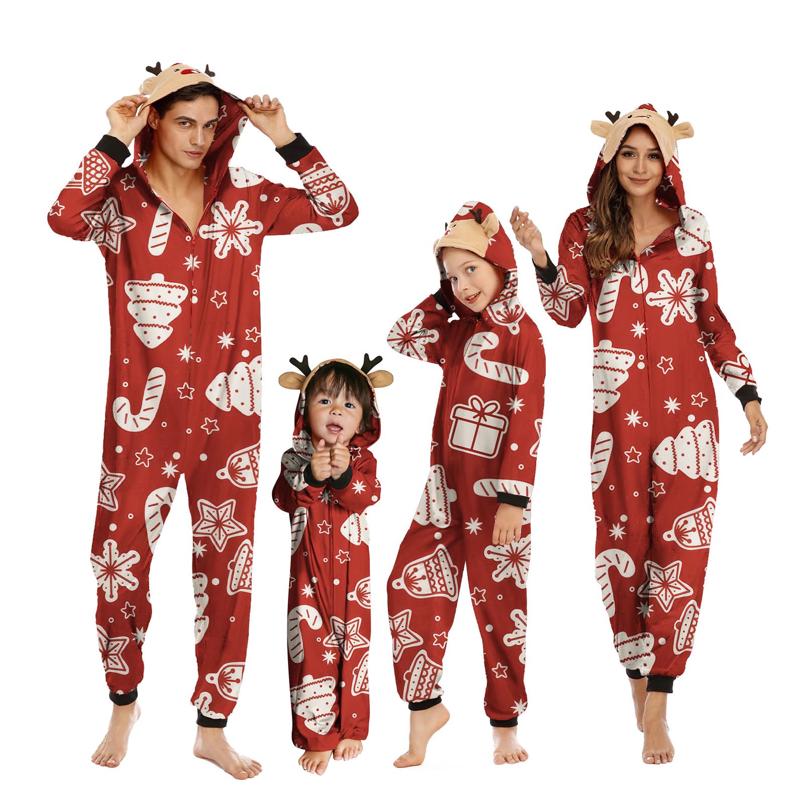 Neufigr Family Christmas Pajamas Matching Sets Cozy Stretch Hooded Jammies