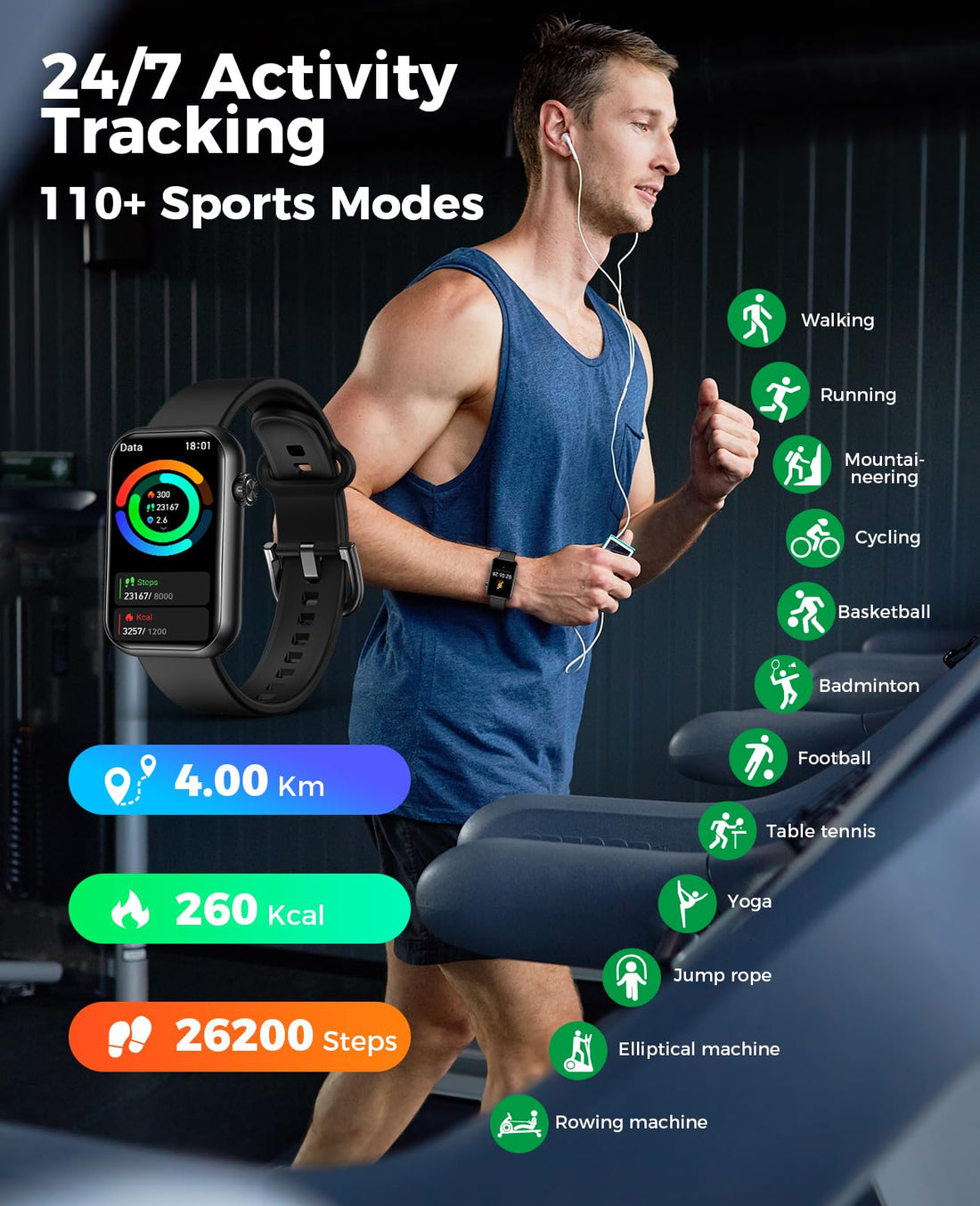 Smart Watch Fitness Tracker, Bluetooth Call, 24/7 Health Monitor for Women