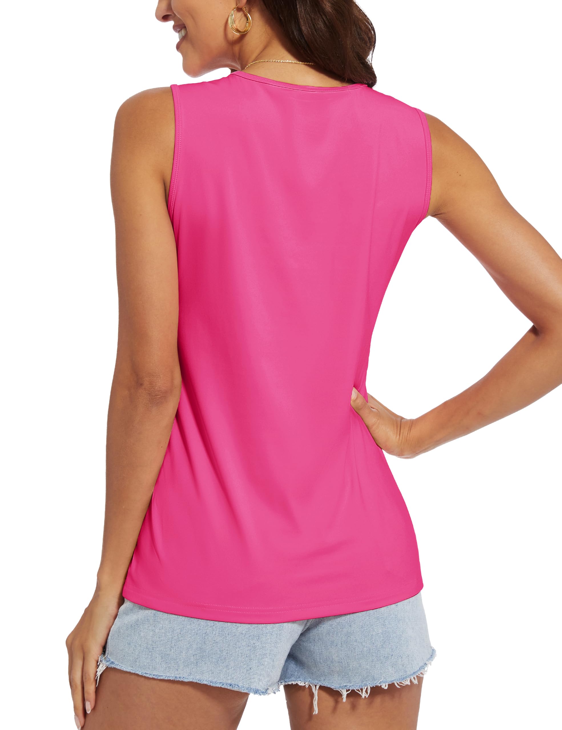 MAGCOMSEN Women's Workout Tank Top Athletic Muscle Sleeveless Crew Neck Shirt UPF 80+ Moisture Wicking Gym Running