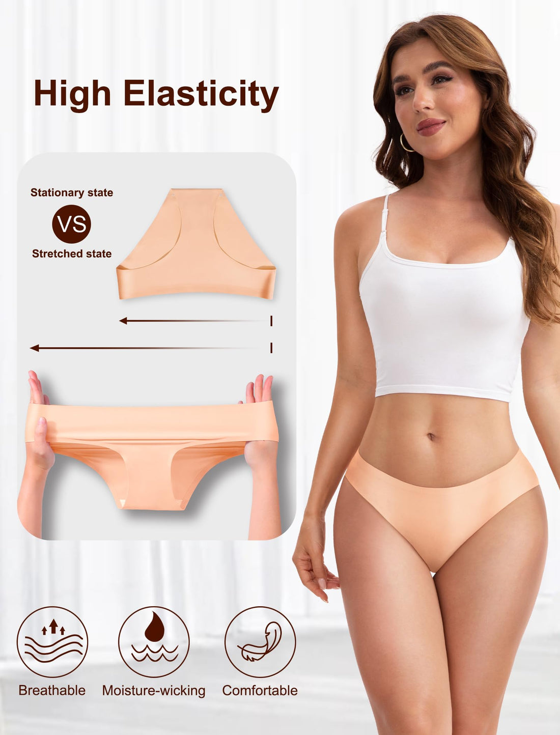 MISSWHO Seamless No Show Womens Underwear Bikini No Show Soft Comfortable Invisibles Briefs Low Rise Hipster Panties 6 Pack