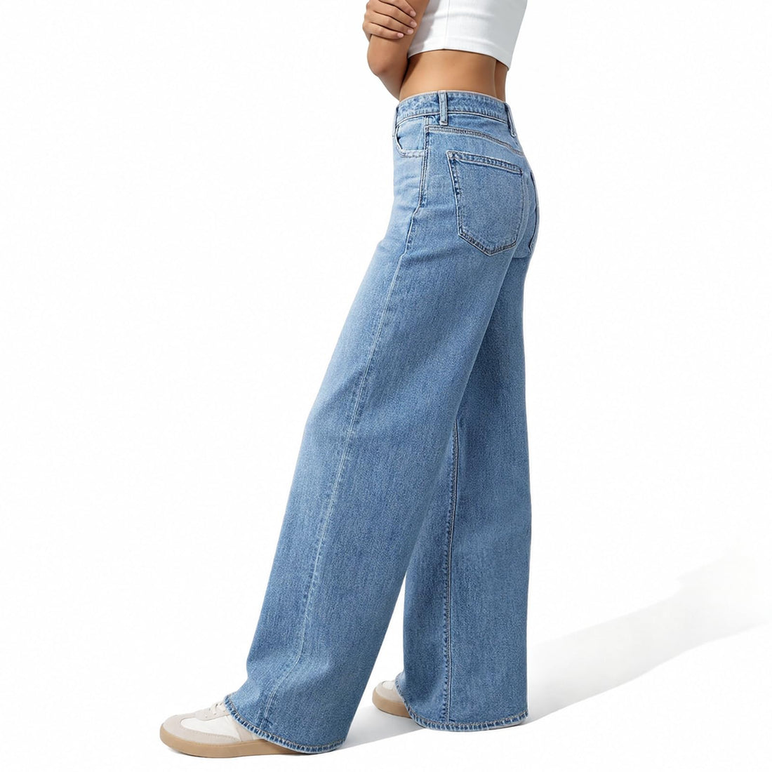 Women's Wide Leg Jeans High Waisted Baggy Straight Leg Loose Stretchy Casual Denim Pants