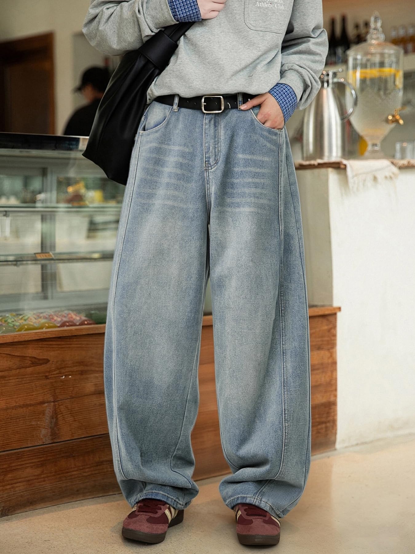 Baggy Hip Hop Jeans for Men Wide Leg Skater Denim Pants Casual Loose Fit Long Trousers