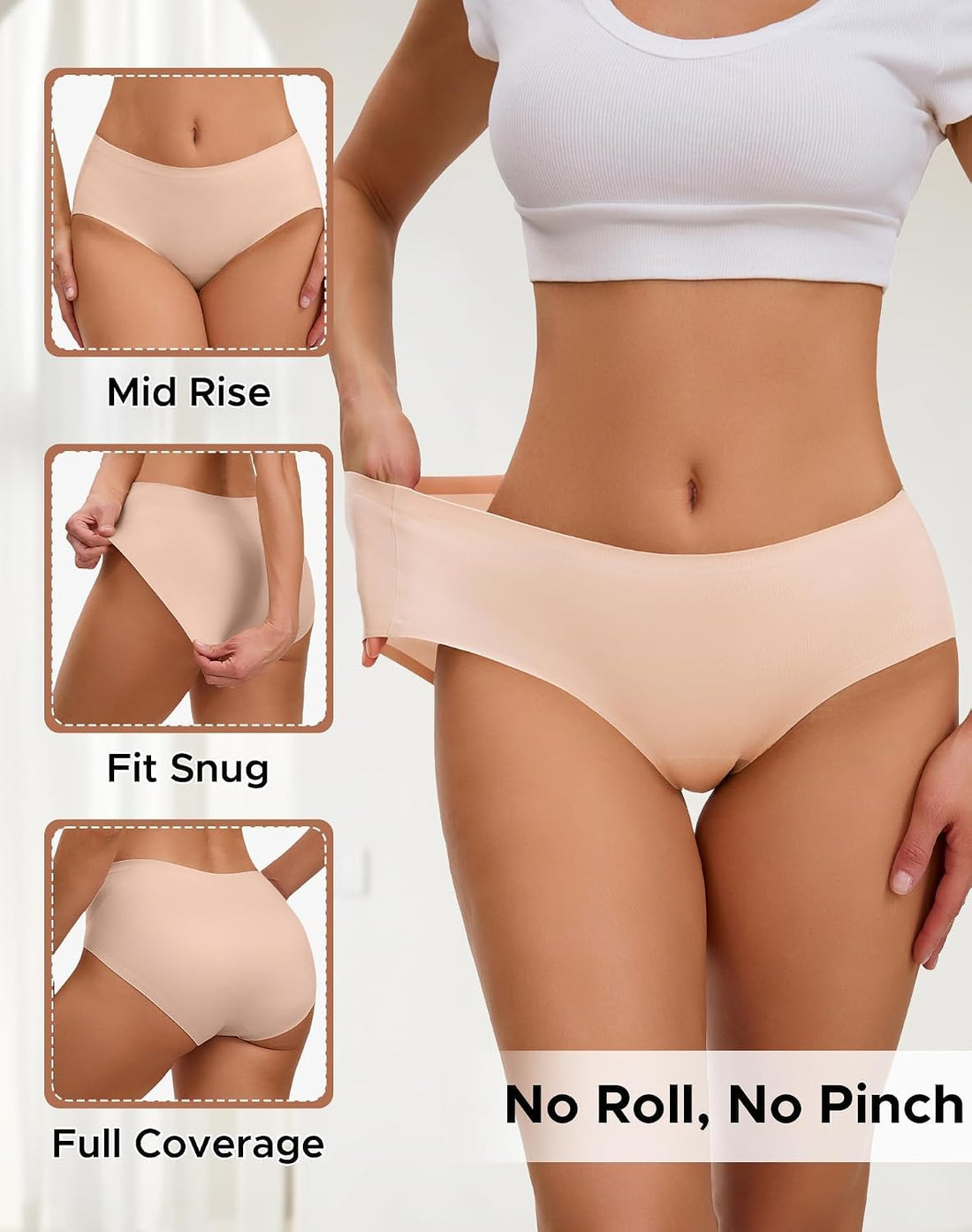 INNERSY Women's Underwear Smooth Hipster Panties 3-Pack