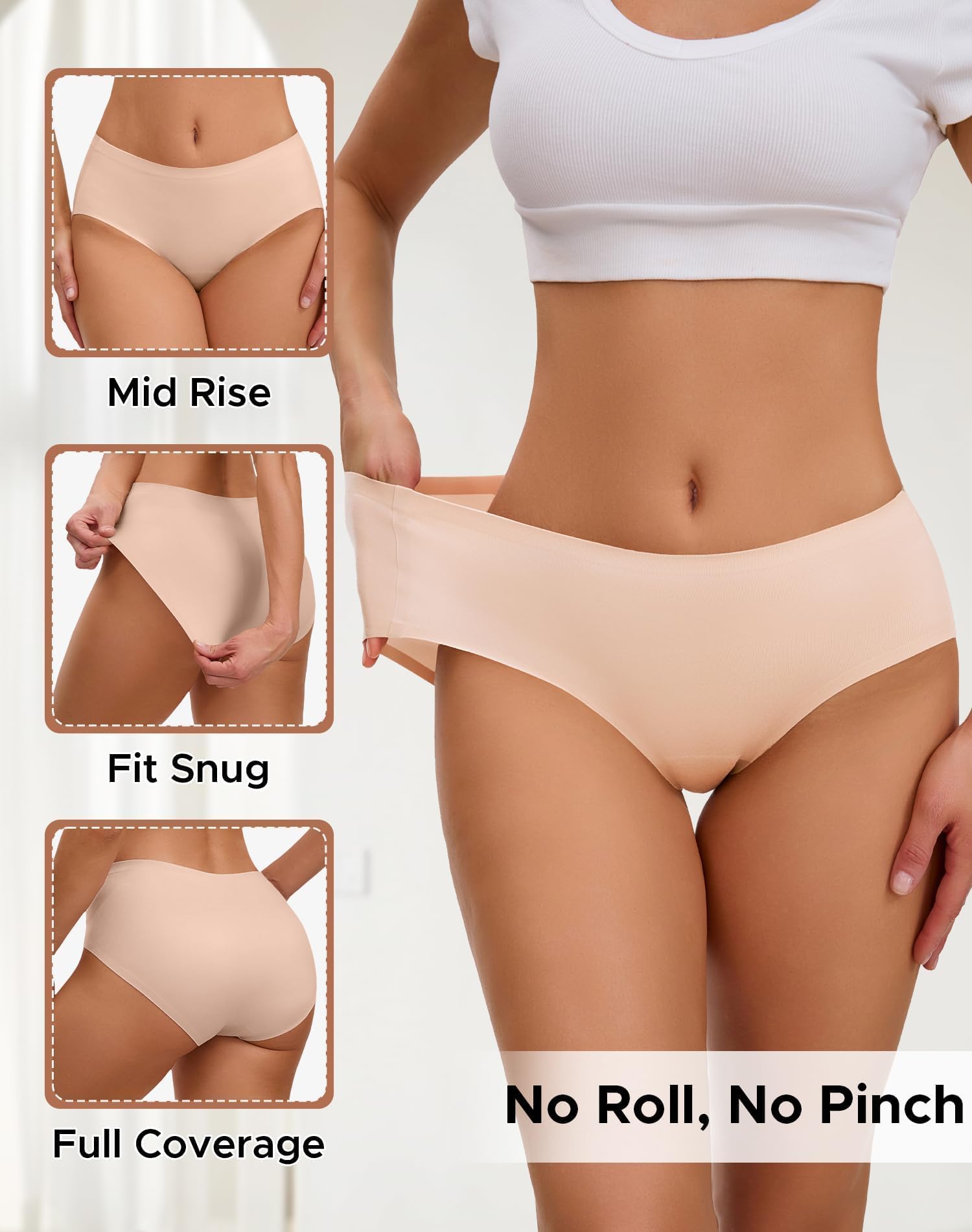 INNERSY Women's Underwear Smooth Hipster Panties 3-Pack