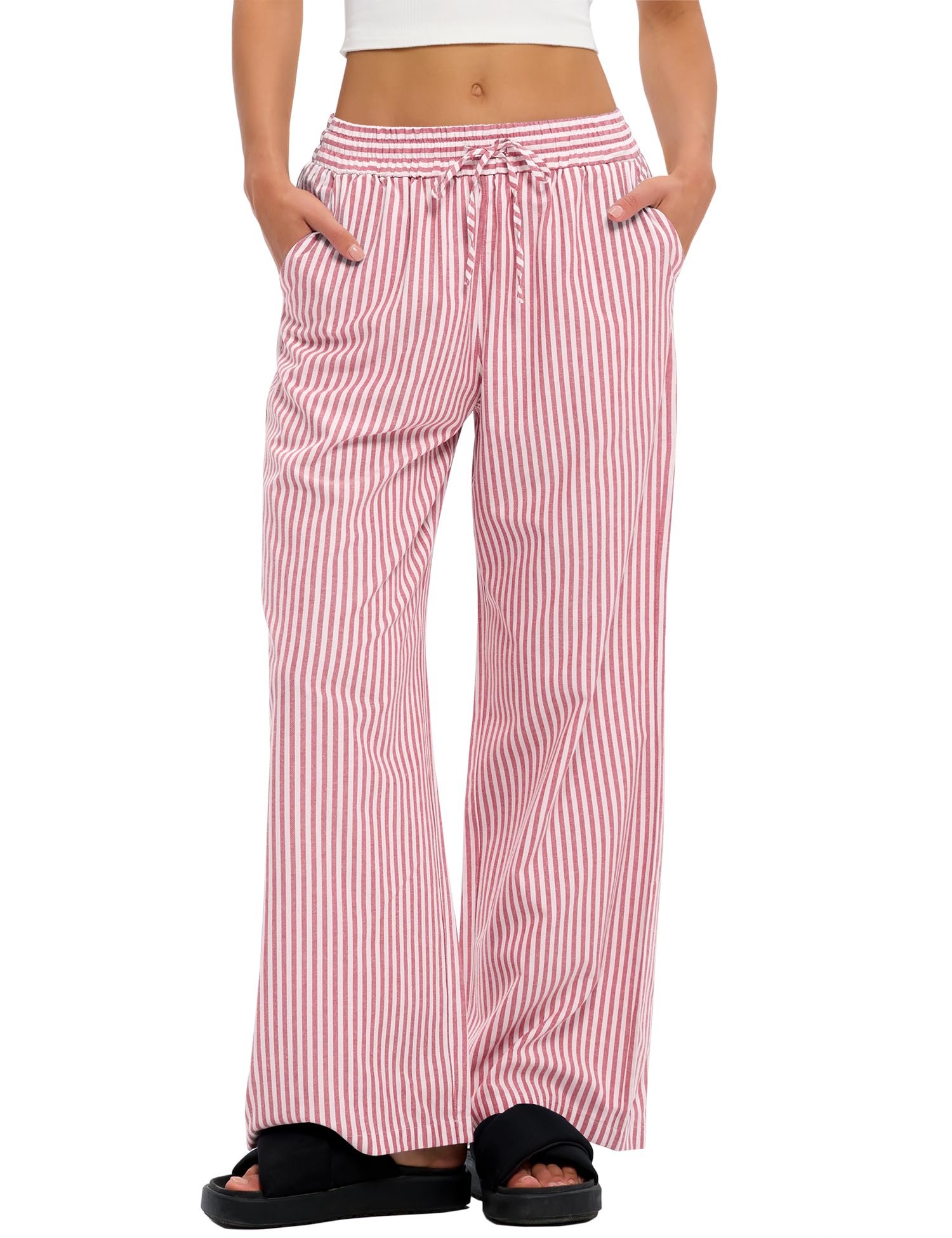 LOMON Striped Gingham Pants Women Summer Fall Pajamas Lounge Boxer Bottoms