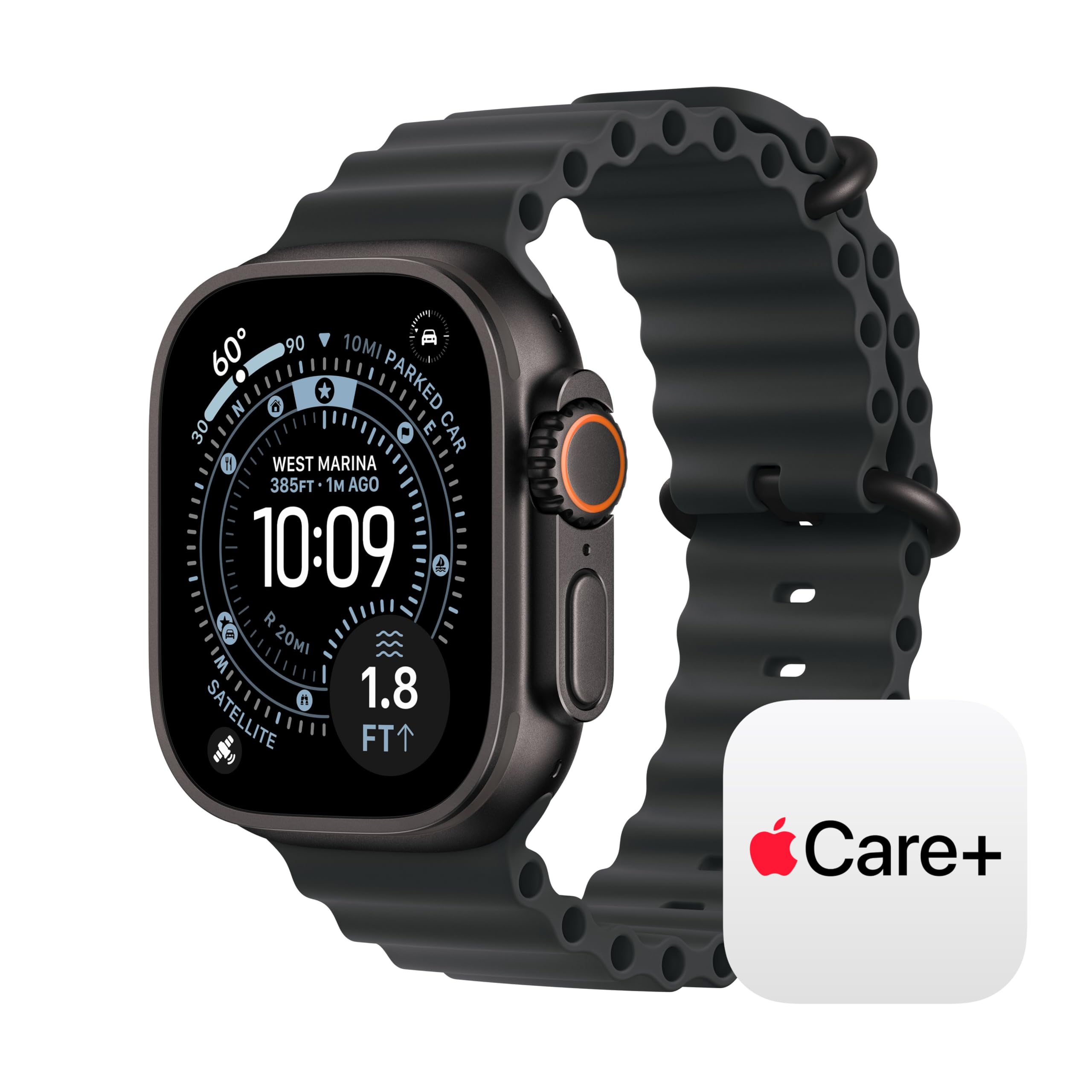 Apple Watch Ultra 3 [GPS + Cellular 49mm] Running & Multisport Smartwatch w/Rugged Titanium Case w/Black Ocean Band. Satellite Communications, Advanced Health & Fitness Tracking