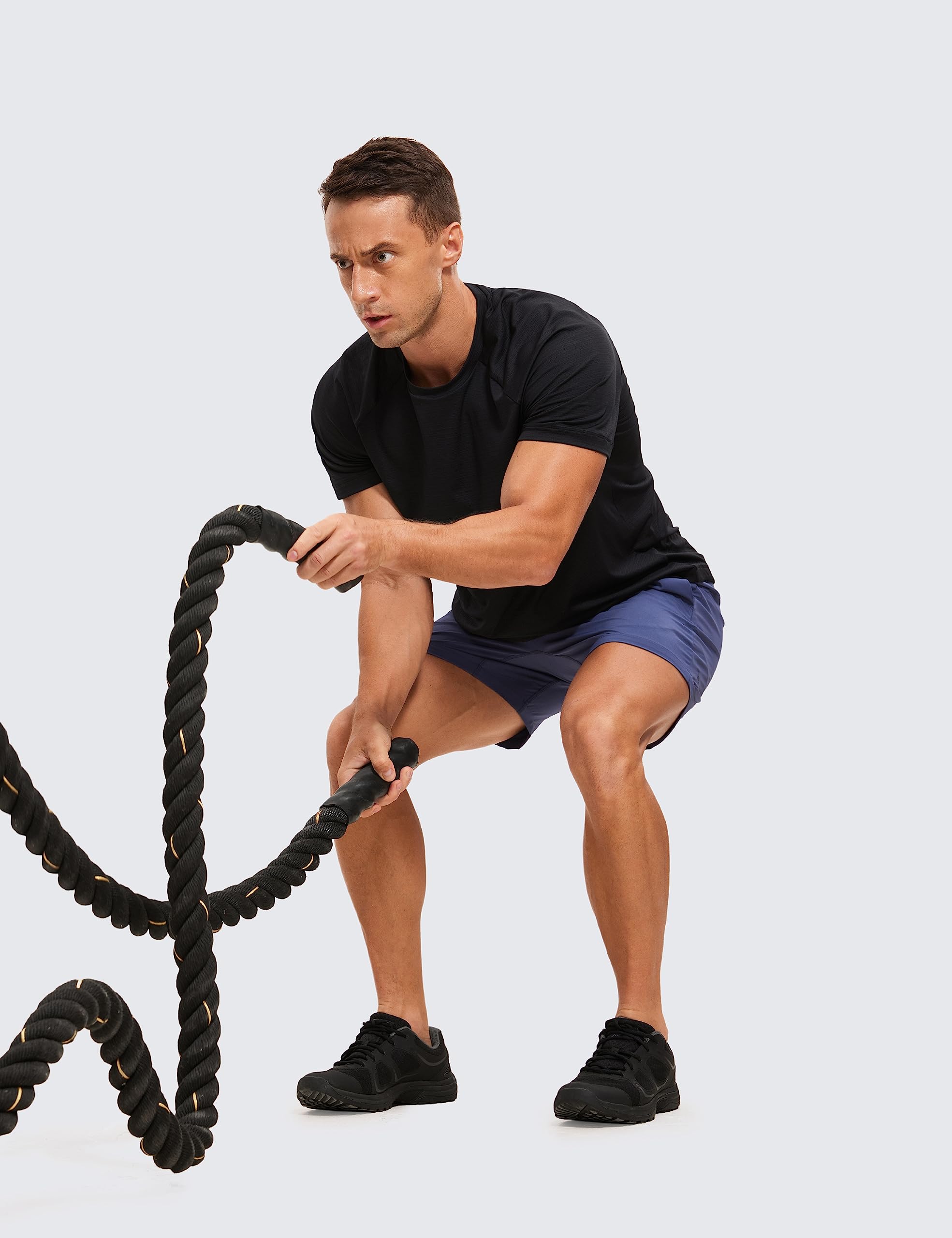 CRZ YOGA Breathable Texture Crewneck T-Shirts | Workout, Quick Dry, Lightweight, Classic Fit, Round Scallop Back, Short Sleeve Shirts for Men