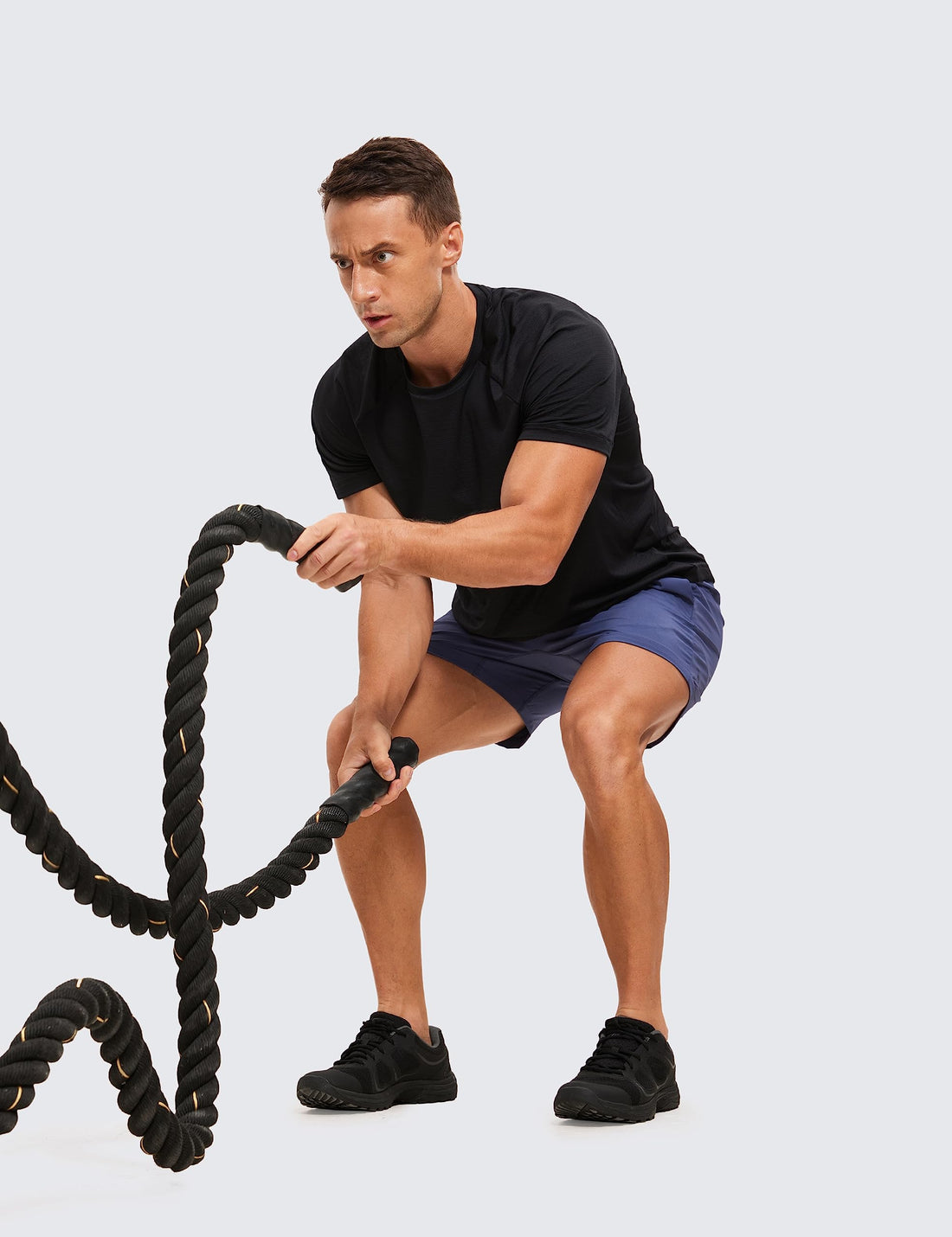 CRZ YOGA Breathable Texture Crewneck T-Shirts | Workout, Quick Dry, Lightweight, Classic Fit, Round Scallop Back, Short Sleeve Shirts for Men