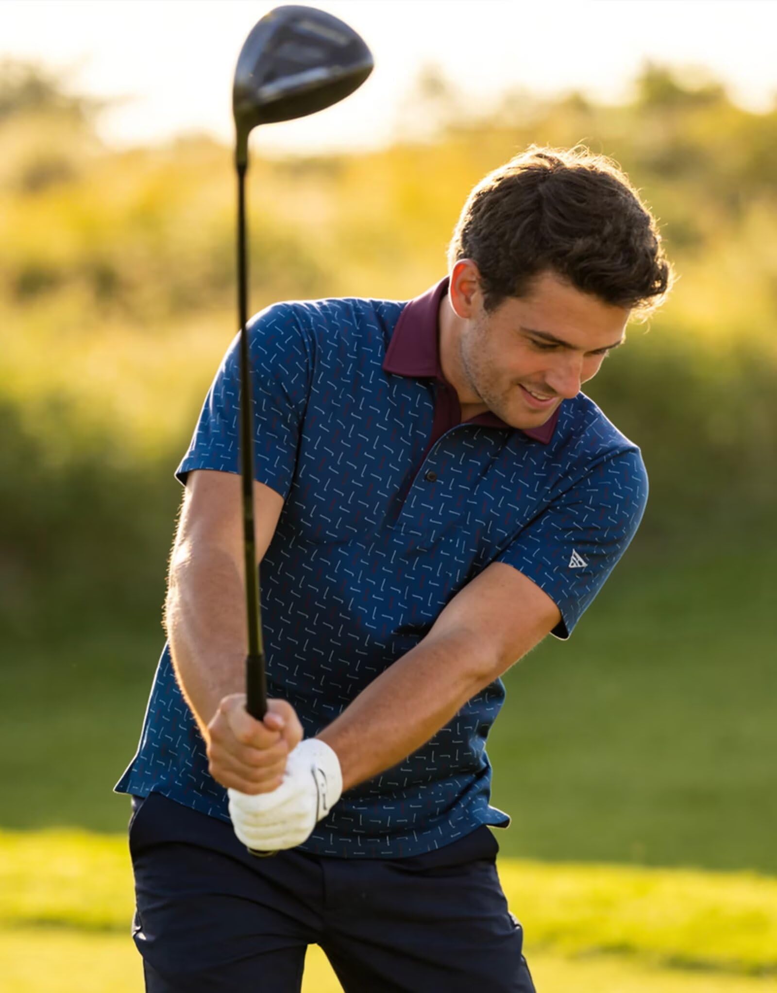M MAELREG Golf Shirts for Men Short Sleeve Print Patterns Moisture Wicking Performance Lightweight Collared Mens Polo Shirts