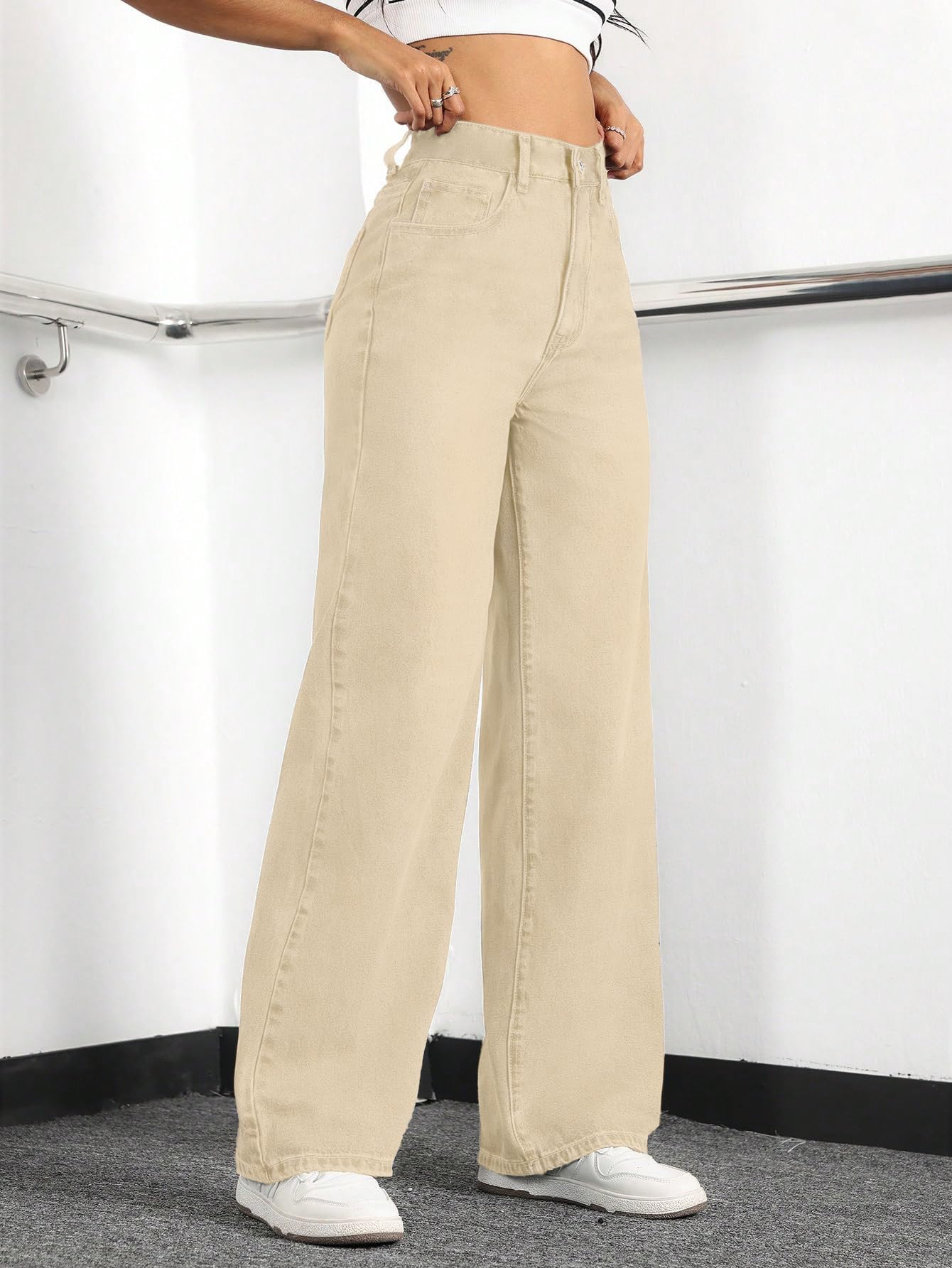 Straight Leg Jeans for Women,High Waisted Wide Leg Loose Stretchy Boyfriend Denim Pants Baggy Jeans for Women