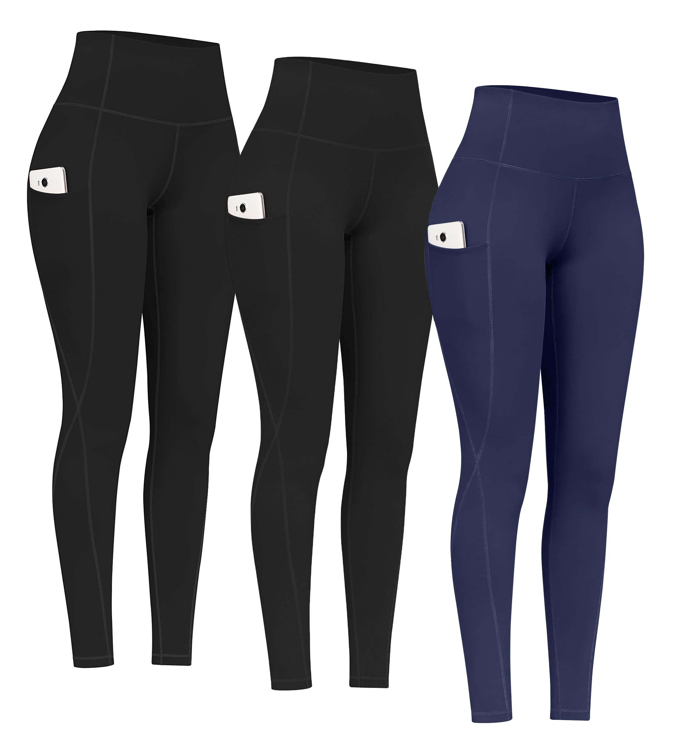 PHISOCKAT 2 Pack High Waist Yoga Pants with Pockets Tummy Control Leggings | Compression Leggings For Women,Non See-Through,4 Way Stretch,Breathable Fabric, Workout Leggings