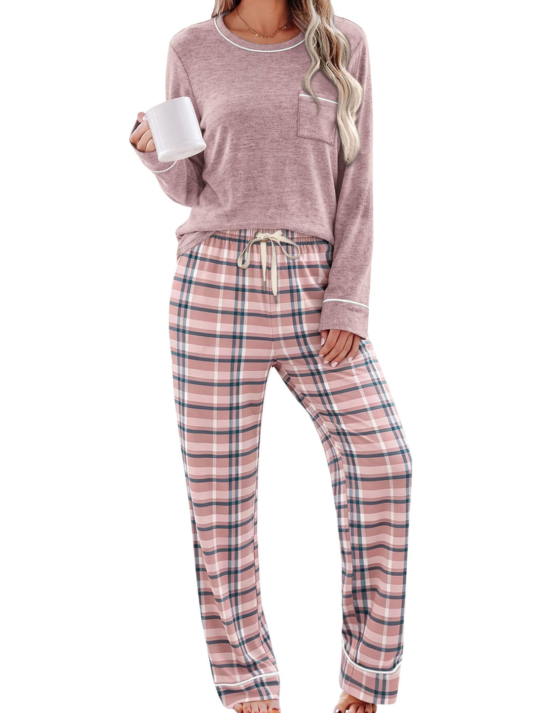 WIHOLL Pajamas for Women Set Soft Pjs Long Sleeve Two Piece Lounge Sets