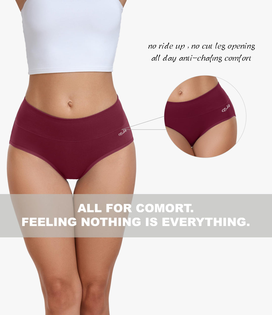 coskefy Women's High Waisted Cotton Underwear Soft Breathable Panties Stretch Briefs Ladies Panties 5 Pack