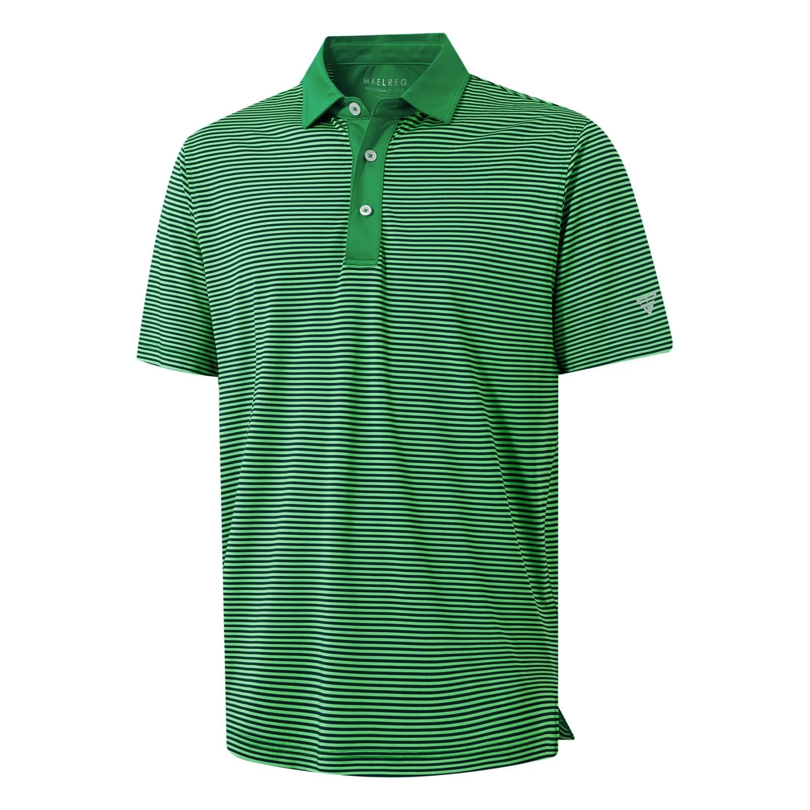 M MAELREG Golf Shirts for Men Moisture Wicking Dry Fit Striped Polo Performance Sport Mens Polo Shirts Short Sleeve