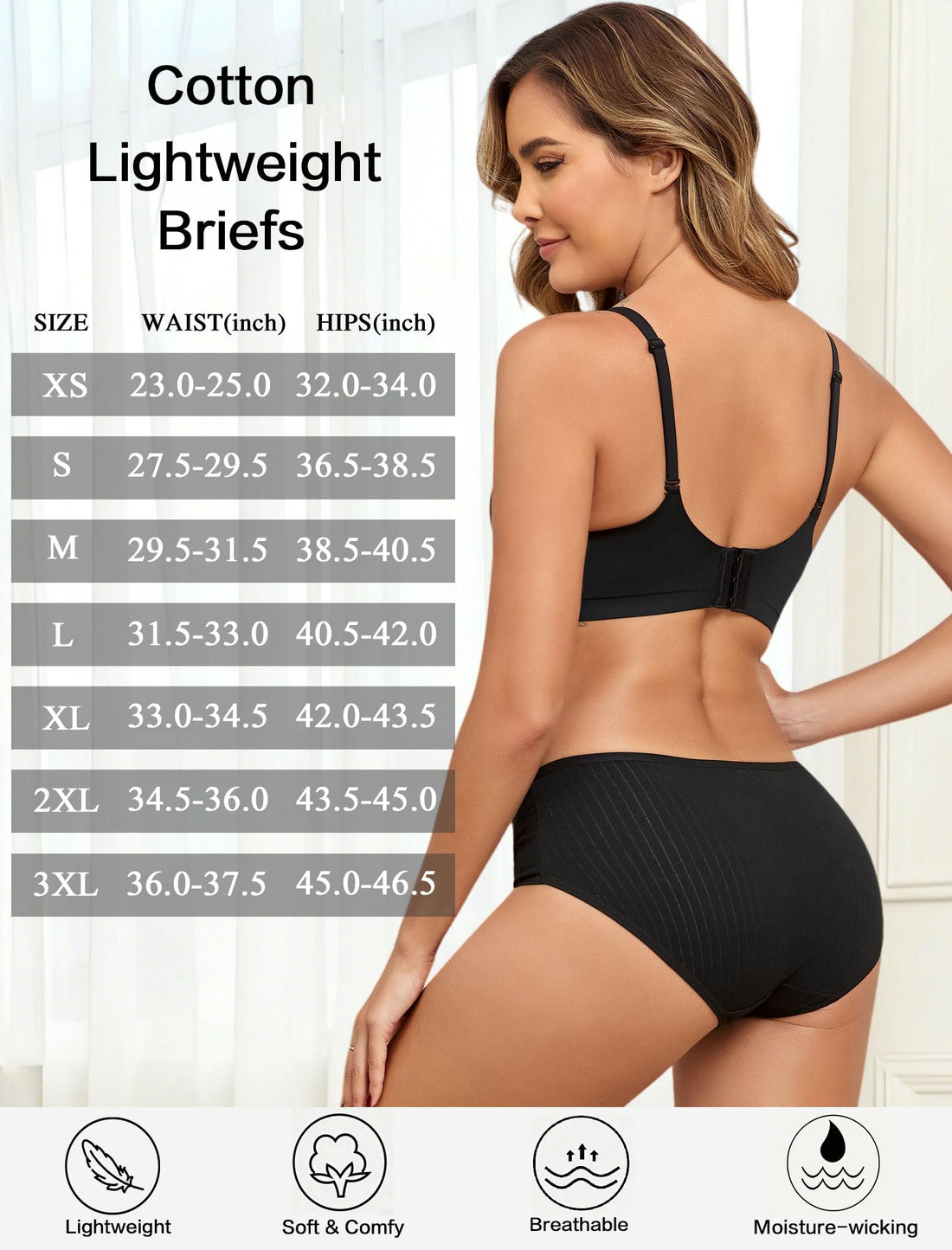 FINETOO Cotton Underwear Women High Waisted Ribbed Breathable Briefs 6 Pack