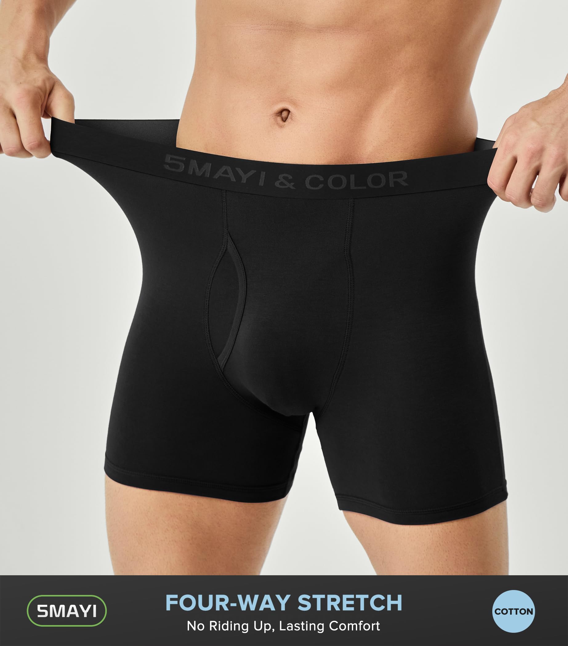 5Mayi Men's Underwear Boxer Briefs Cotton Regular Long Mens Boxer Briefs Underwear Men Pack S M L XL XXL