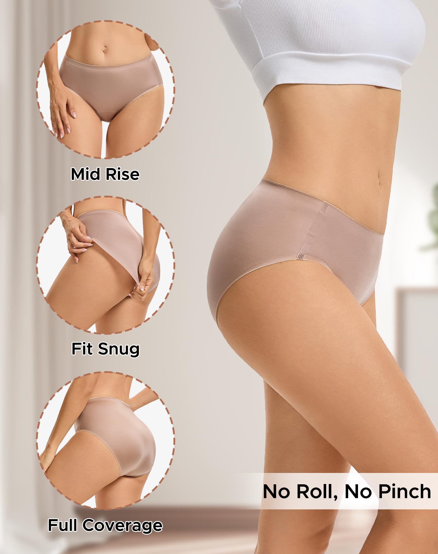 INNERSY Women's Underwear Silky Hipster Panties 3-Pack