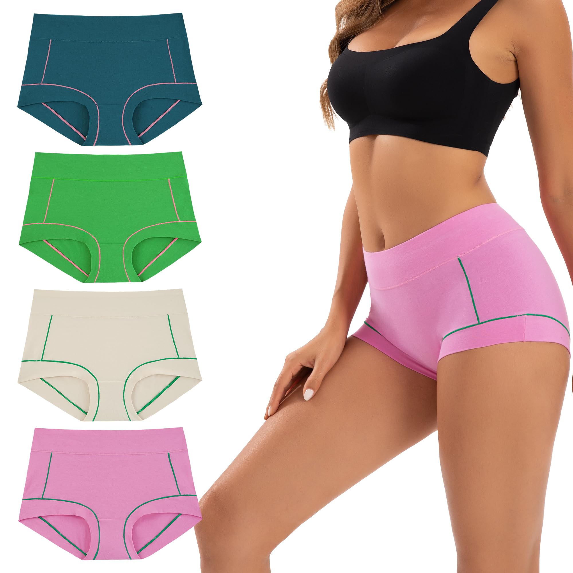 INNERSY Women's Cotton Boyshorts Underwear Soft Boxer Briefs 4-Pack