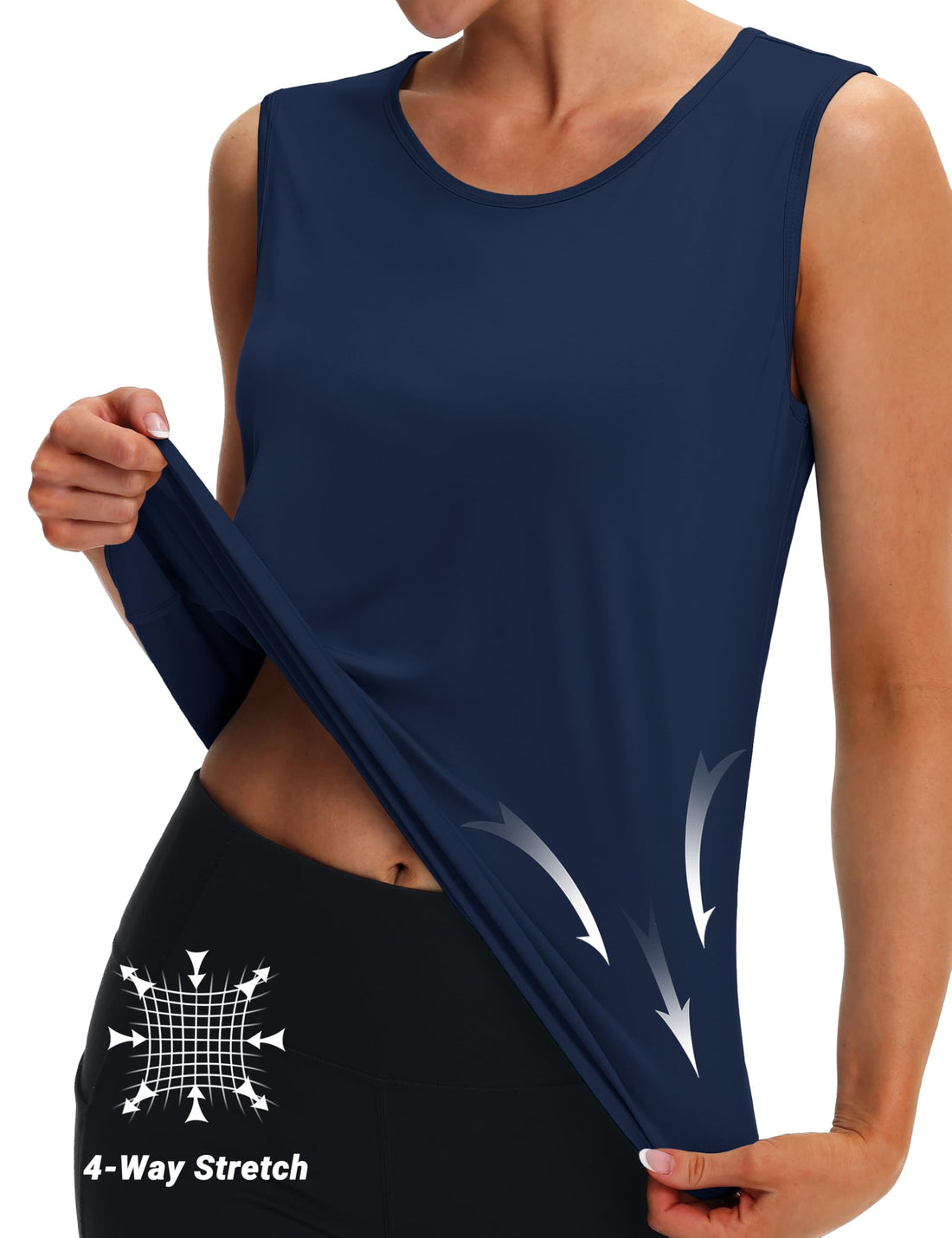 MAGCOMSEN Women's Workout Tank Top Athletic Muscle Sleeveless Crew Neck Shirt UPF 80+ Moisture Wicking Gym Running