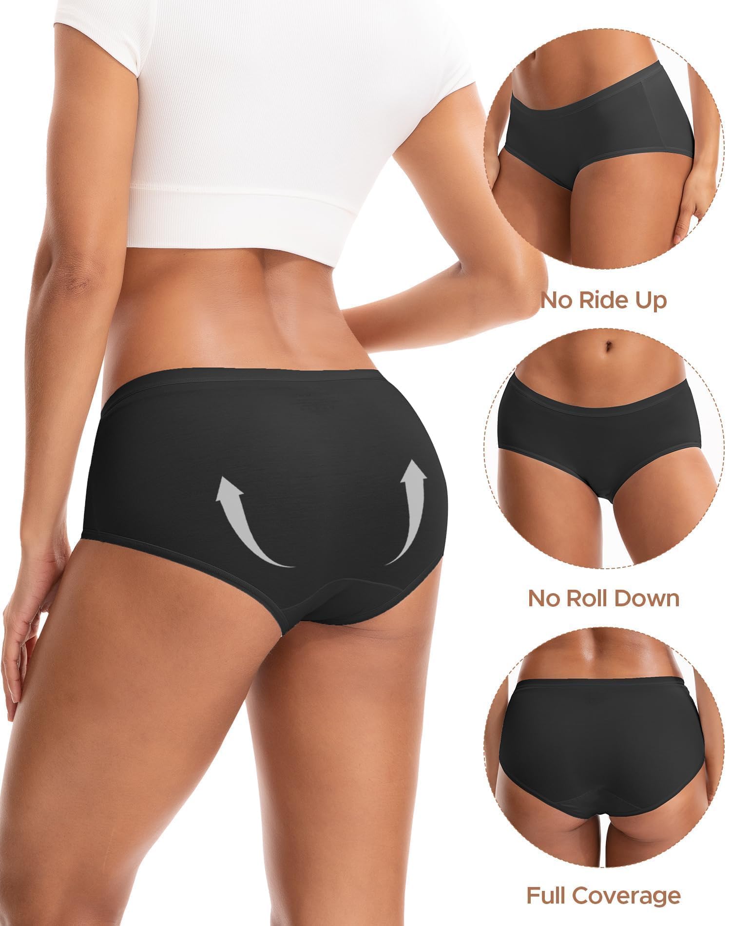 INNERSY Women's No Show Modal Underwear Quick Dry Panties 5-Pack